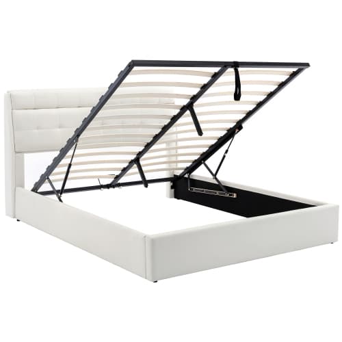 Upholstered Ottoman Bed with Hydraulic Storage & Headboard Compartment (4ft6 Double) - image 6