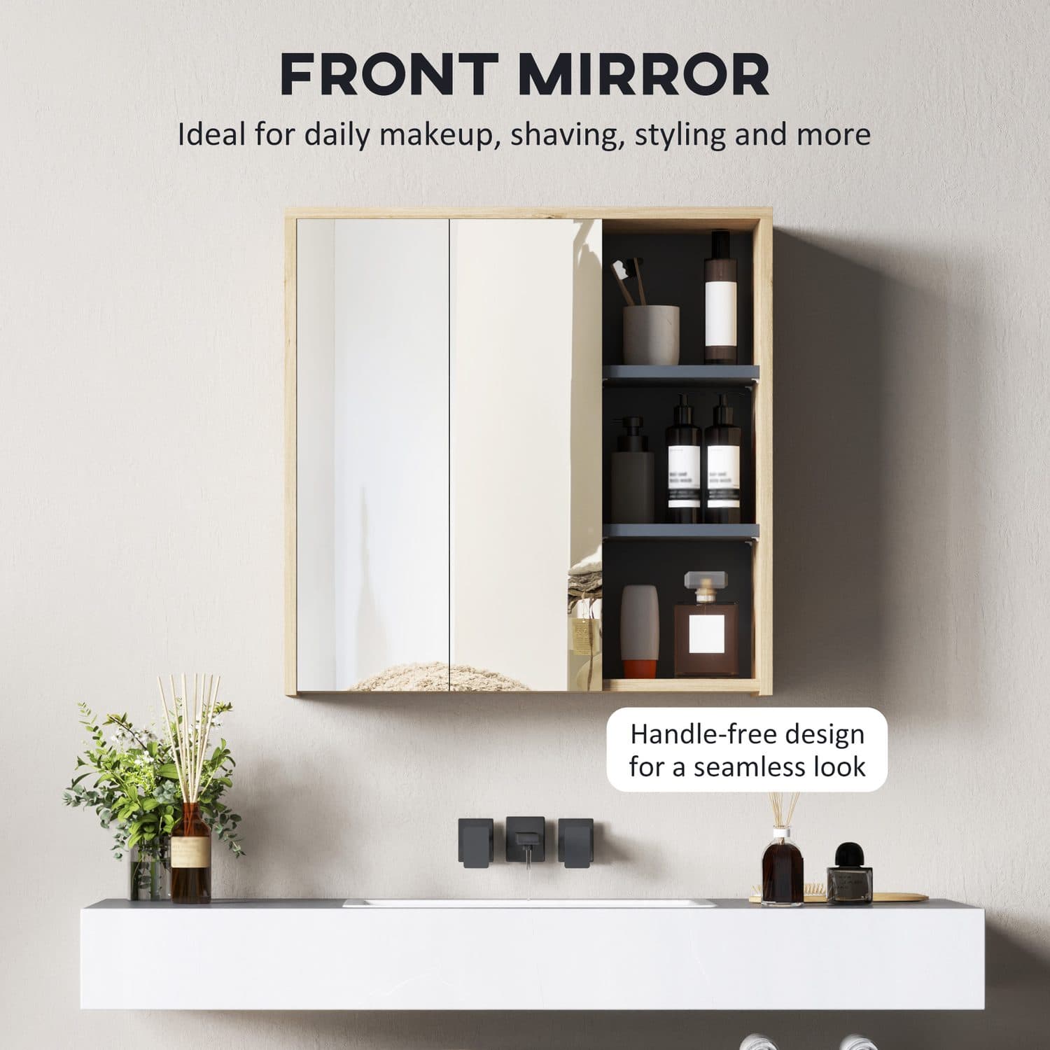 Natural Wood-Effect Mirror Cabinet - image 3