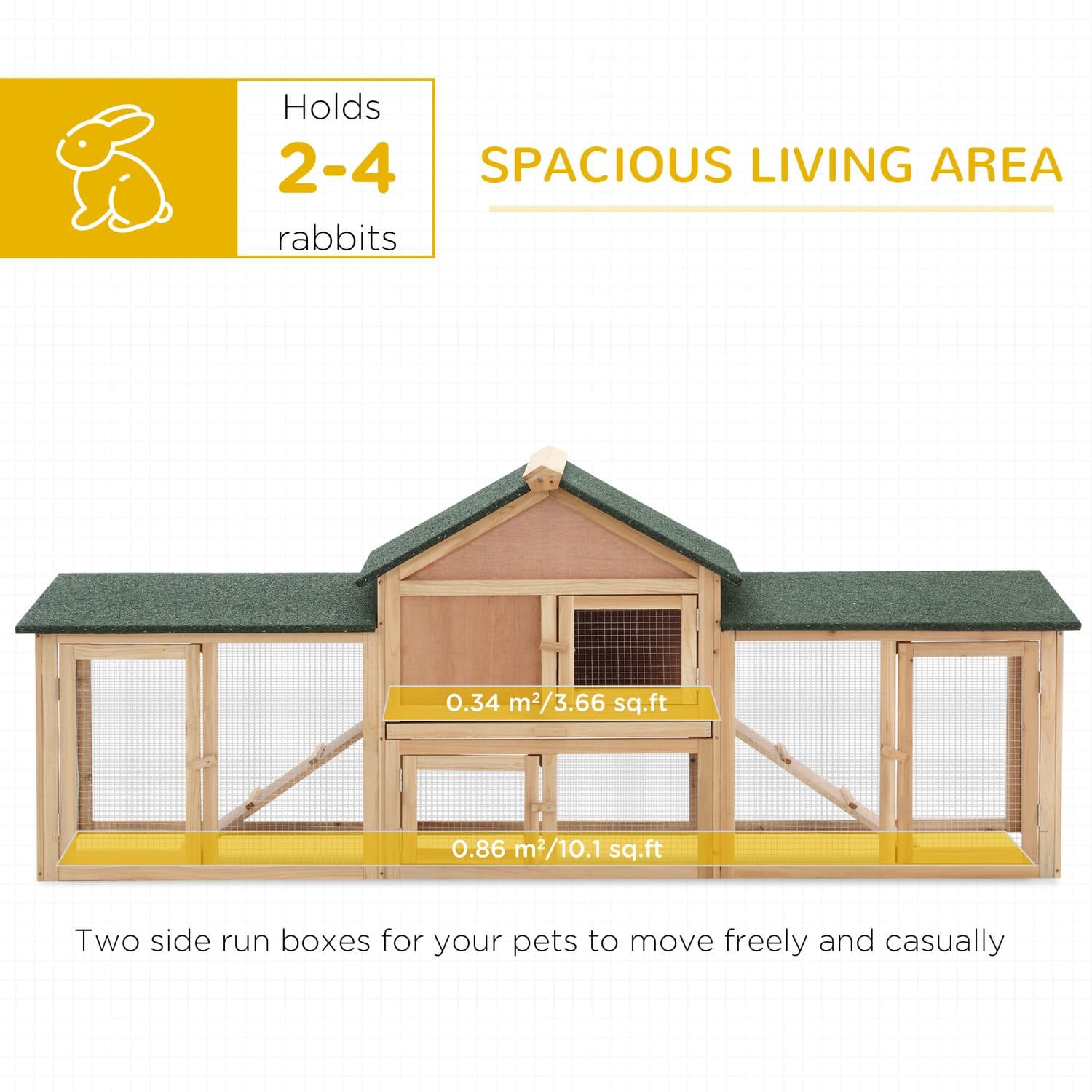 PawHut Large 2 Storey Rabbit Hutch with Run - image 3