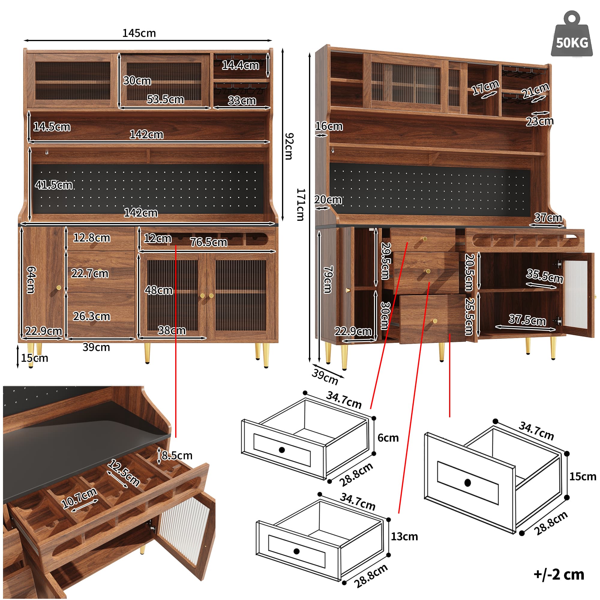 Smart Highboard Storage with Ambient LED Lighting & Wine Rack - image 2