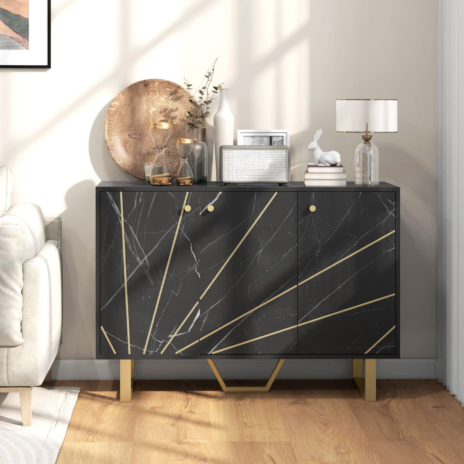 Black Marble Tone Sideboard - image 3