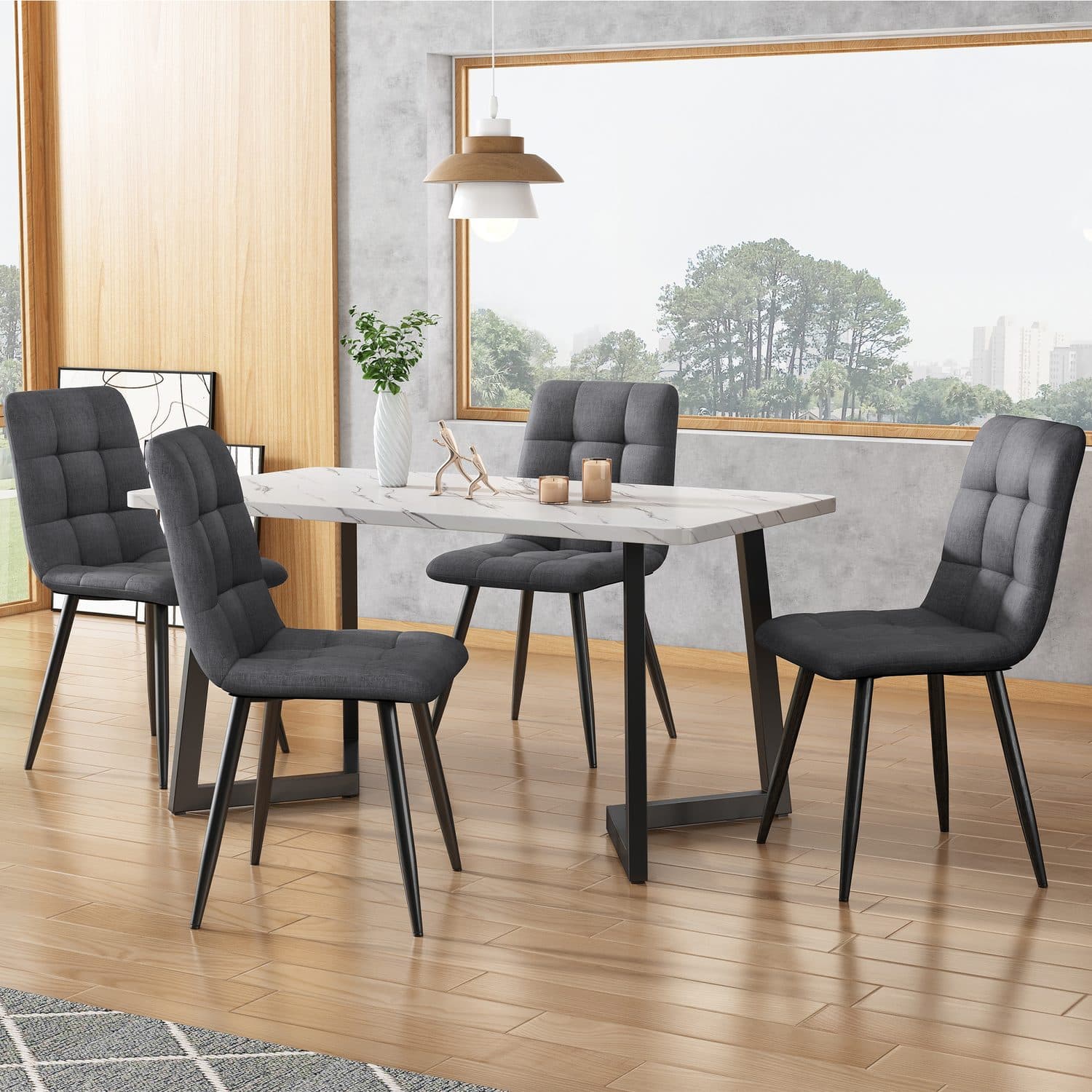 Dark Grey Linen Chairs - image 4