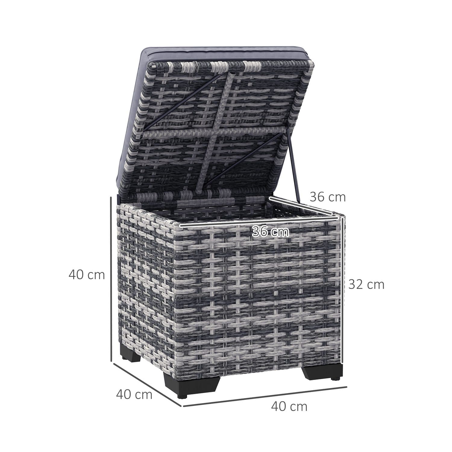 Dark Grey Rattan Storage Ottomans - image 3