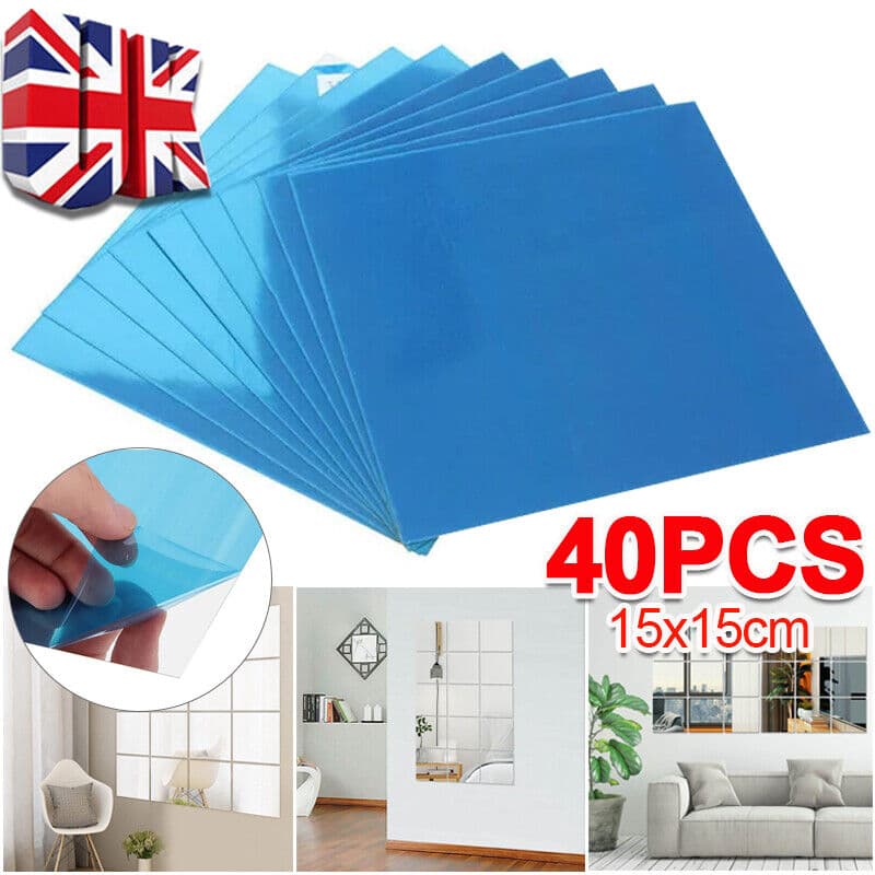 40-Piece Peel-and-Stick Acrylic Mirror Tiles, 15x15cm - image 3