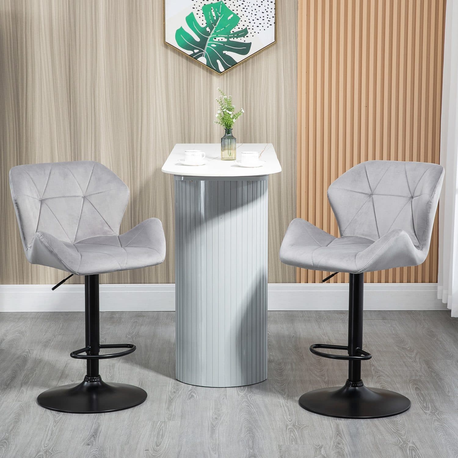 Grey Velvet Swivel Bar Stools - image 3