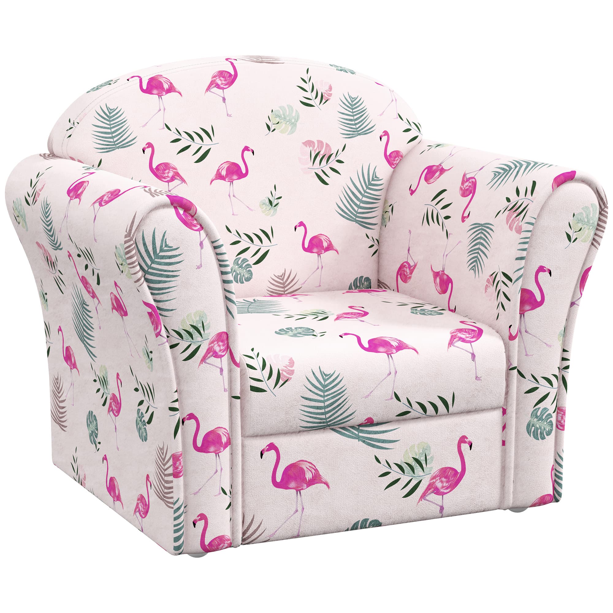 Flamingo Kids Armchair With Tropical Print Upholstery