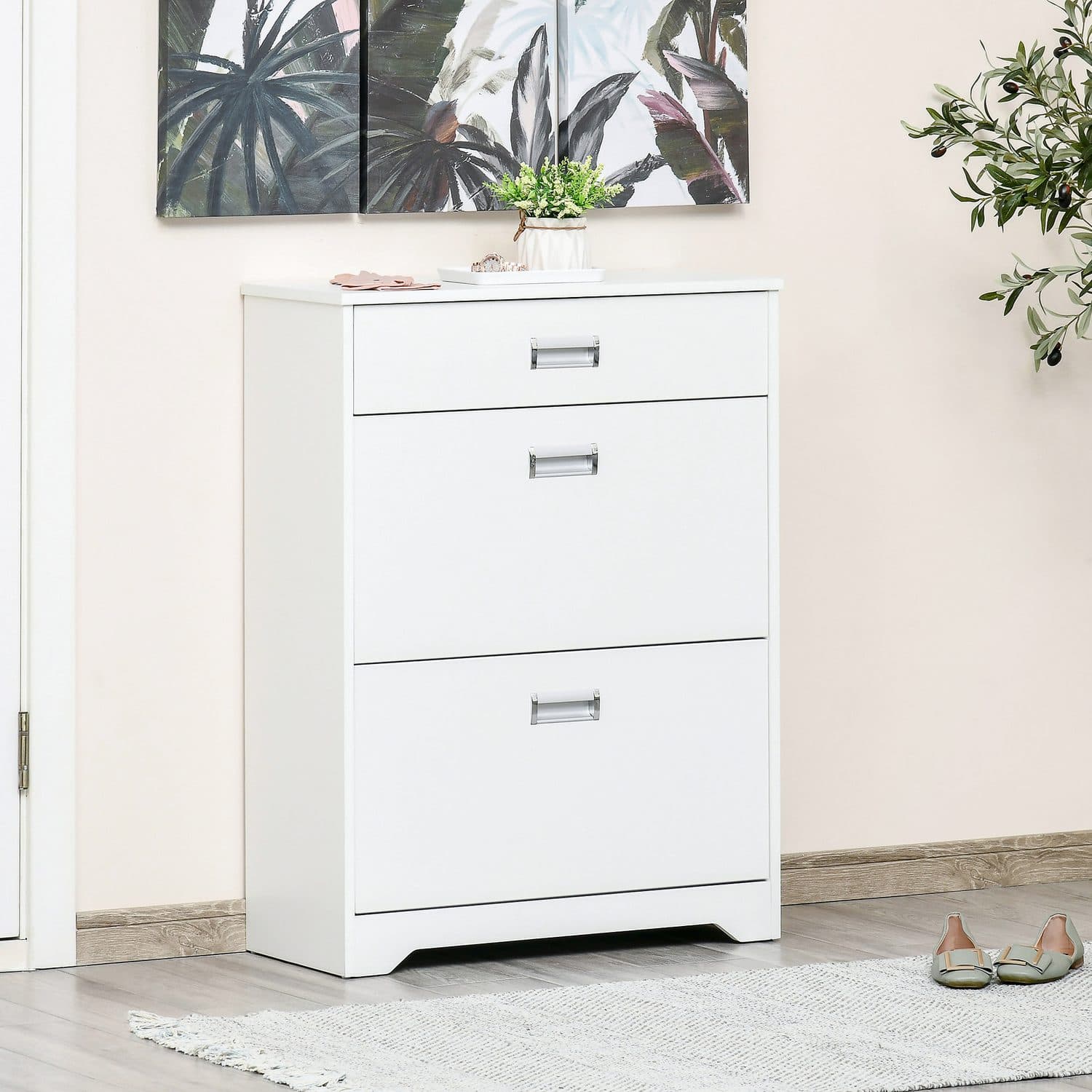 Slim White Shoe Cabinet - image 1