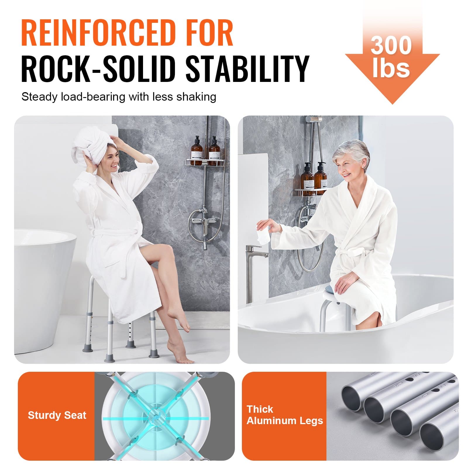 Rotating and Height-Adjustable Shower Stool - image 2