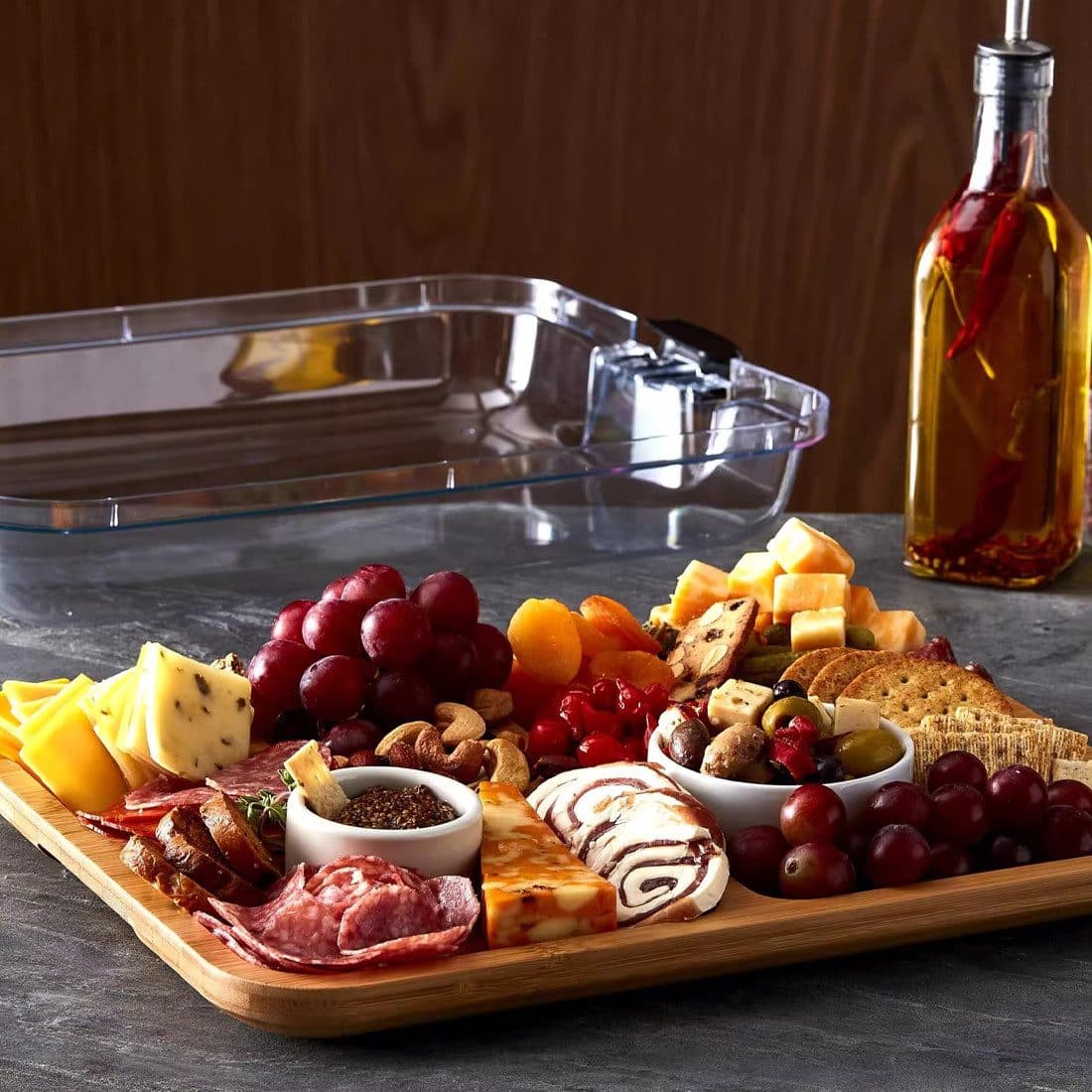 Bamboo Food Tray with Lockable Clear Acrylic Cover - image 7