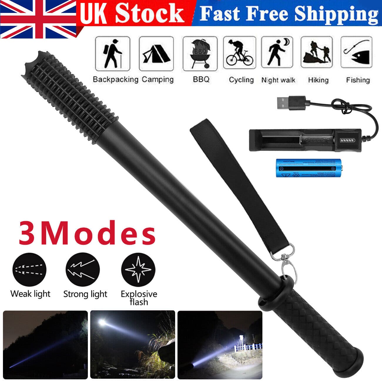 Long Rechargeable Flashlight Set for Outdoors - image 7