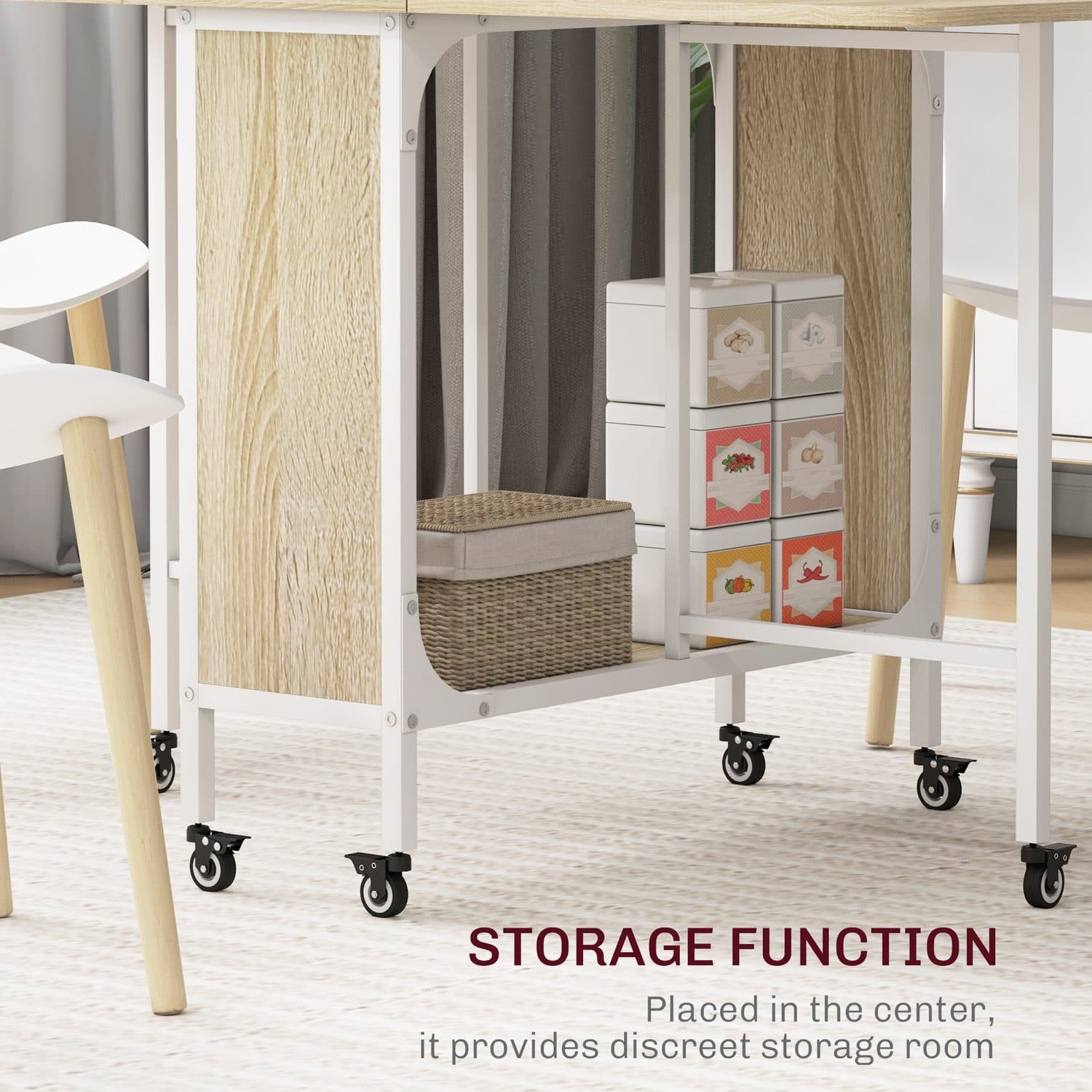 Space-Saving Six-Seater Drop Leaf Dining Table - image 3