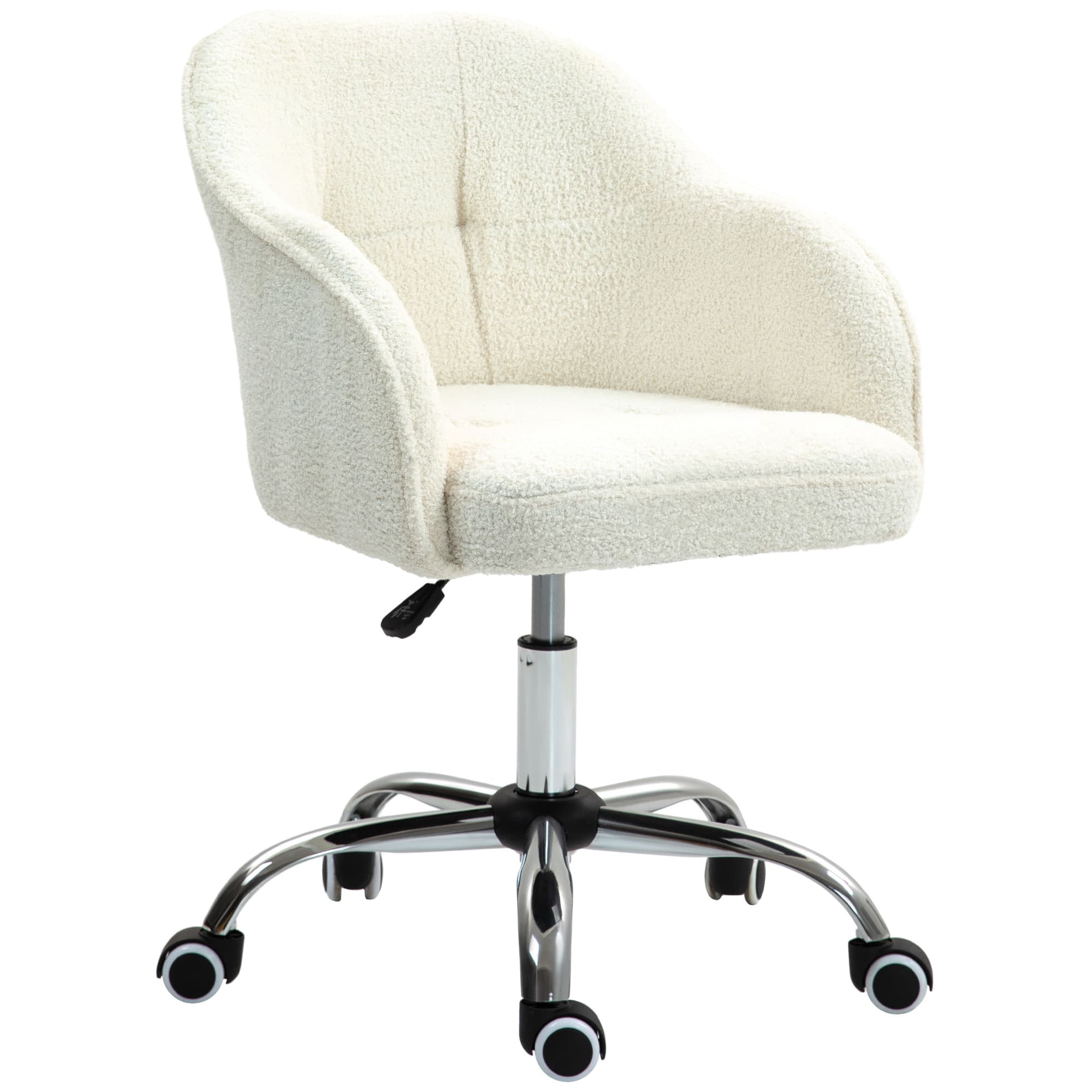 Cream Teddy Fleece Office Chair for Effortless Comfort