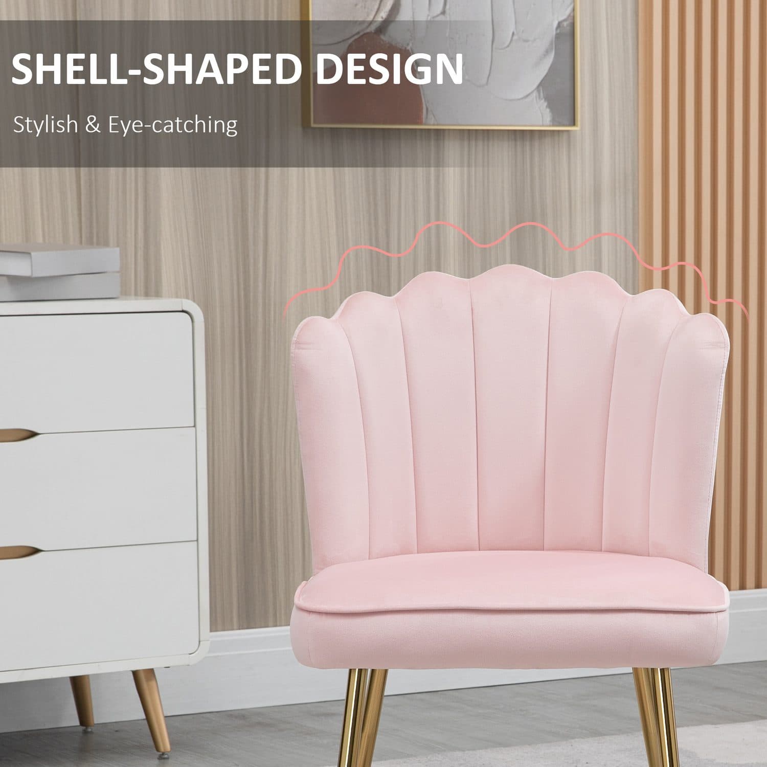 Pink Velvet Shell Accent Chair - image 3