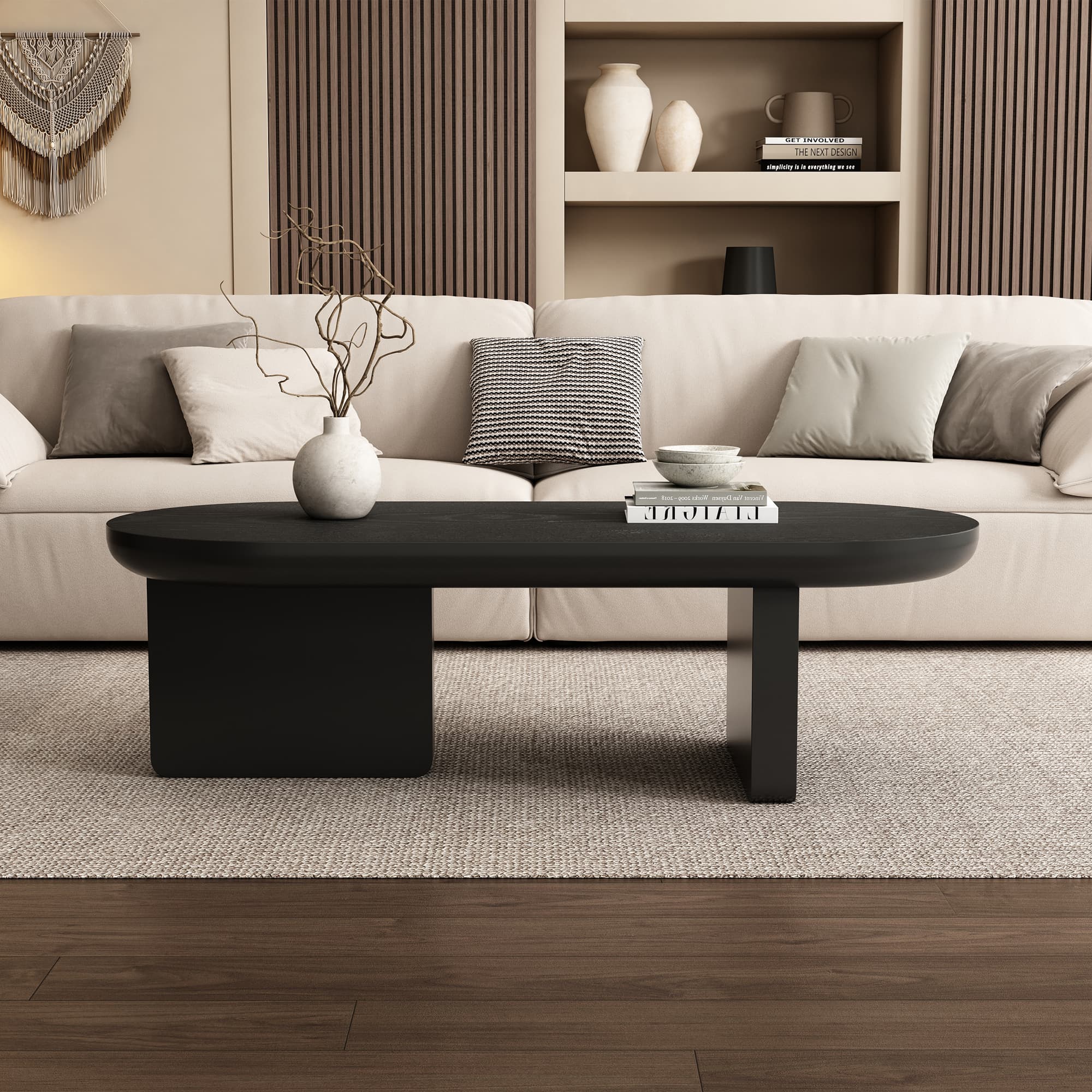 Modern Oval Coffee Table in a Black Finish - Black