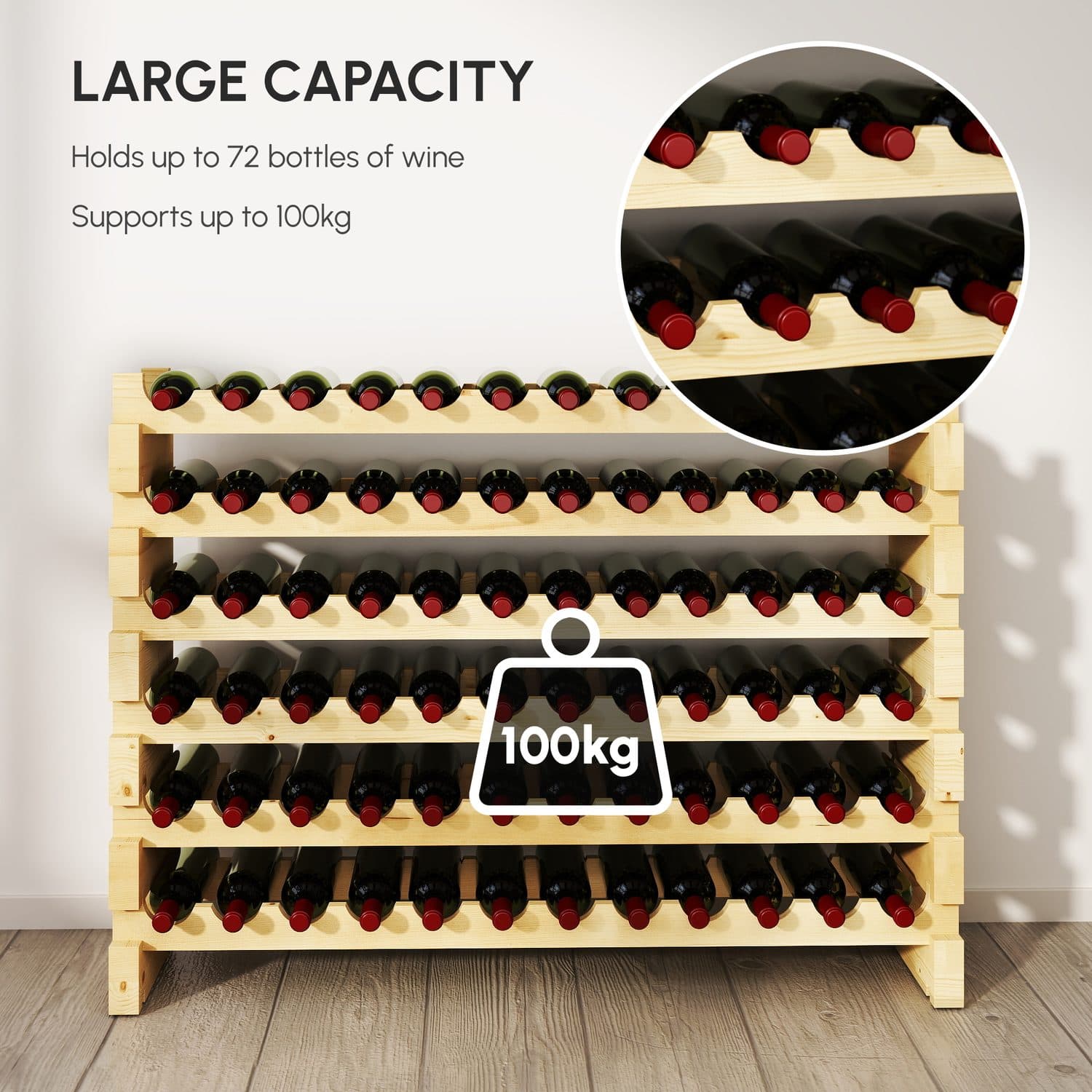 72-Bottle Wooden Wine Rack - image 2