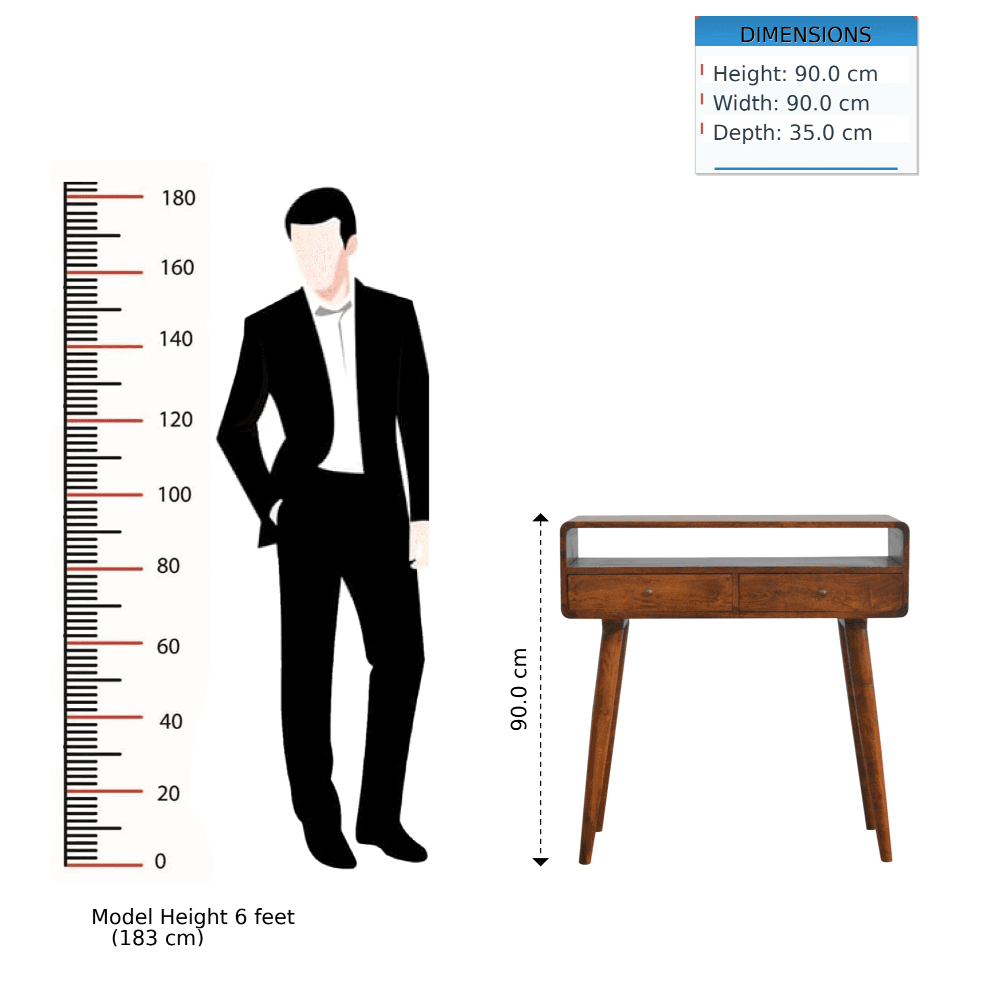 Curved Chestnut Console Table - image 5