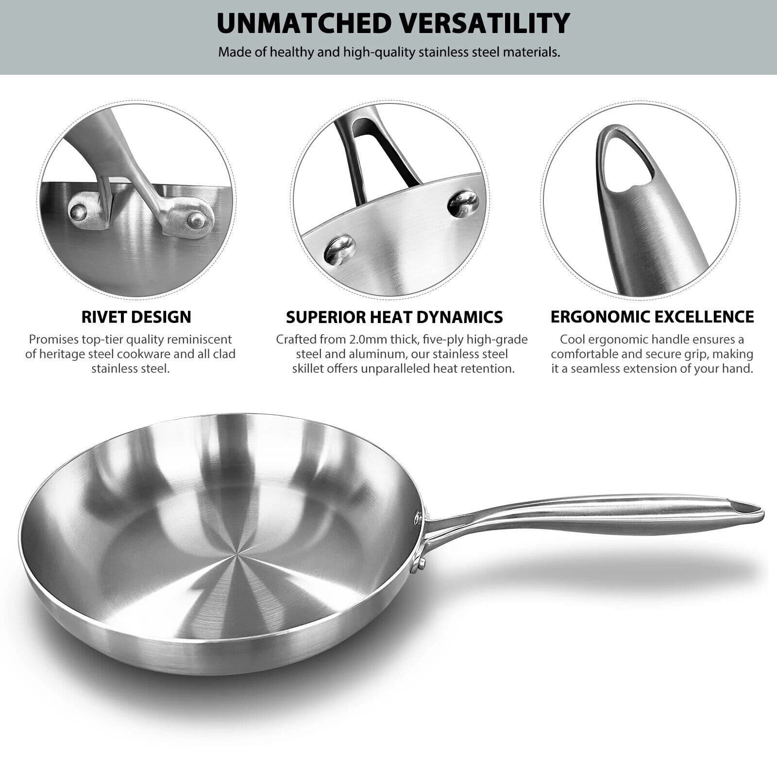 28cm Uncoated Stainless Steel Frying Pan — Chemical-Free Cooking - image 1
