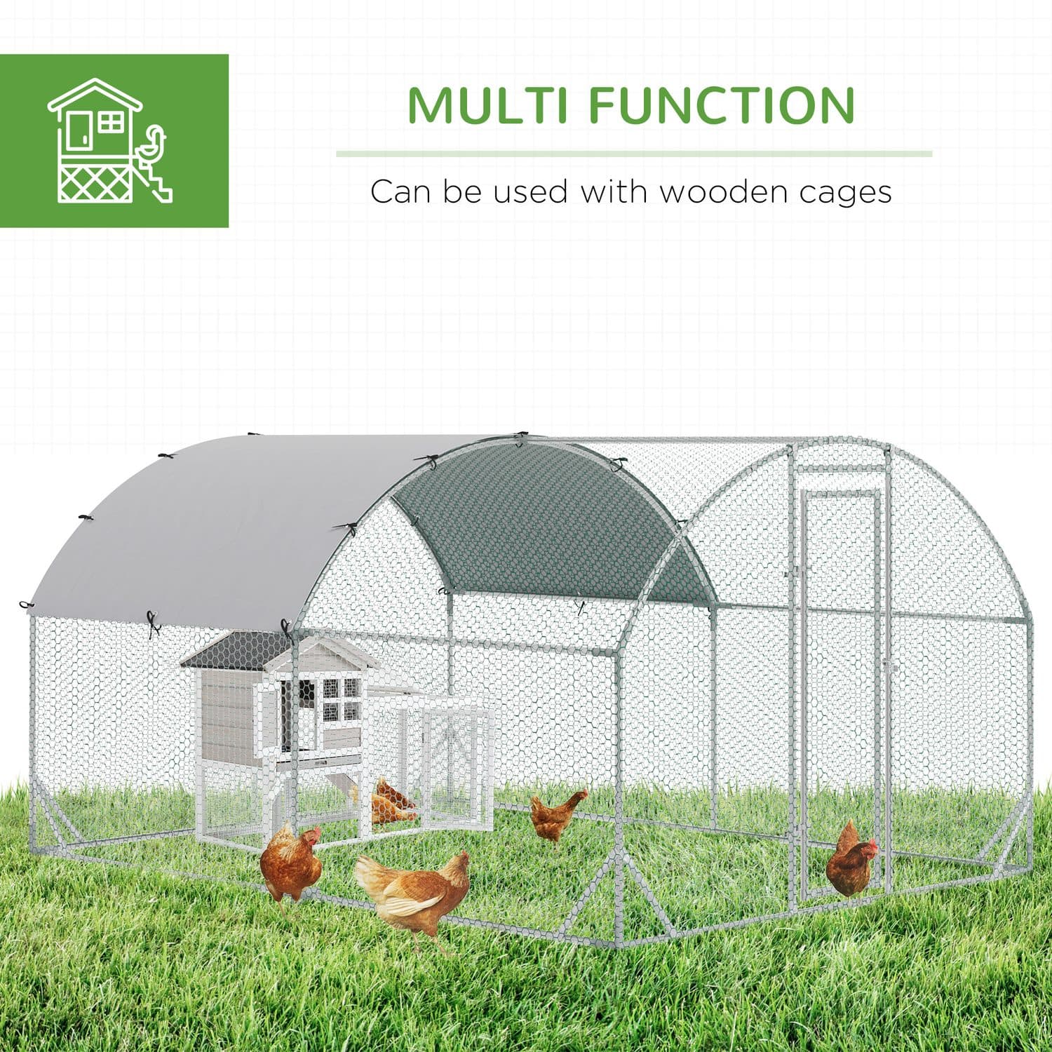 PawHut Walk-In Chicken Run, 2.8 x 3.8 x 2m - image 2