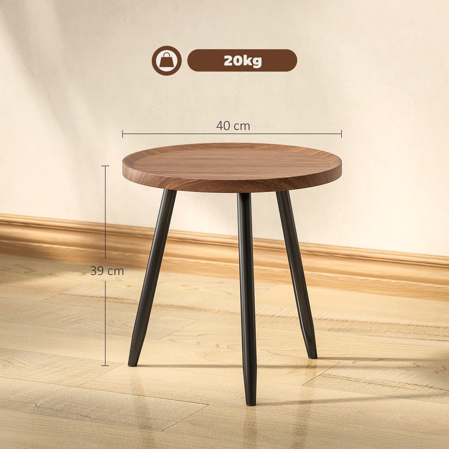 Compact Round Coffee Table with Raised Tray Top - image 2