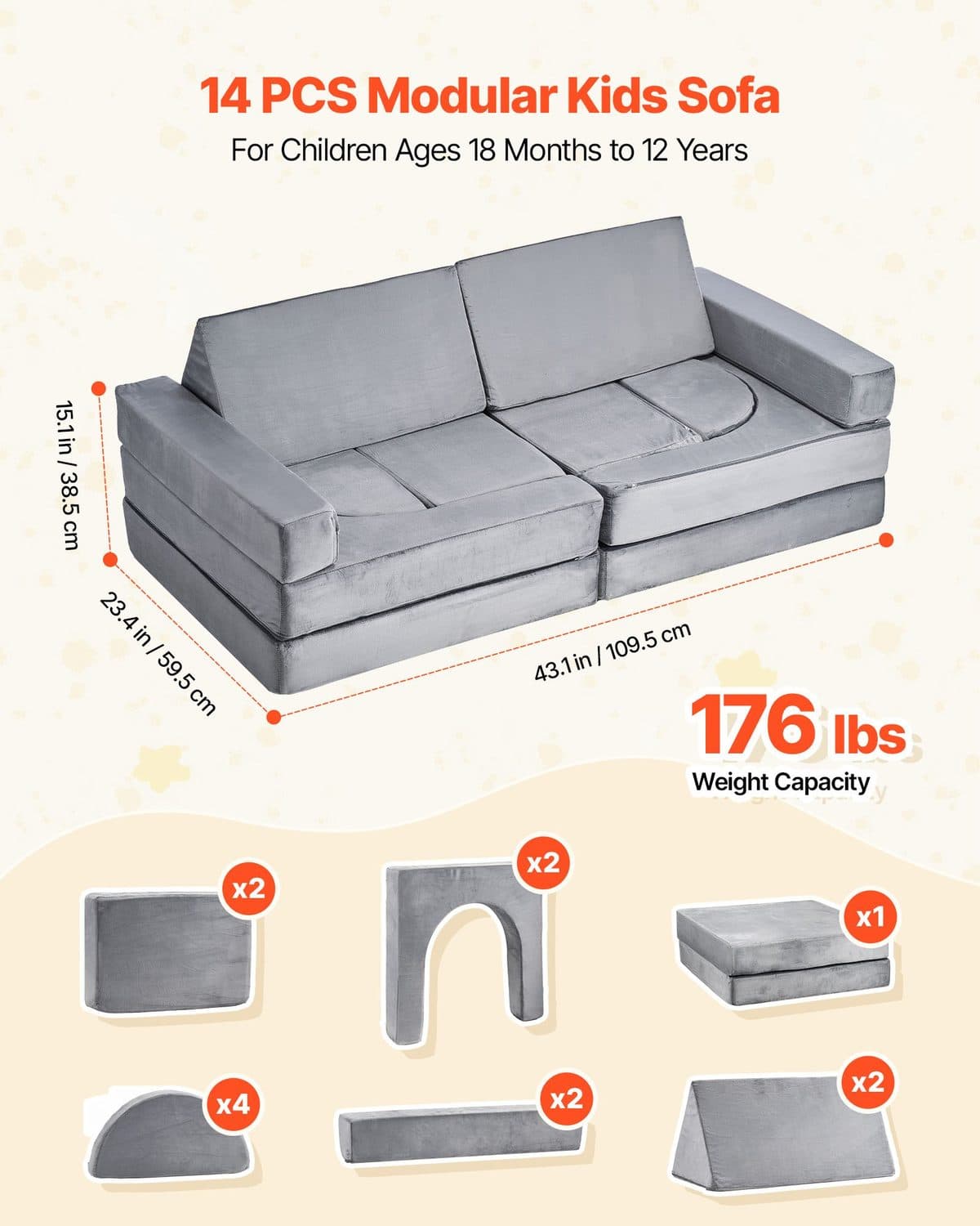 14-Piece Modular Kids Sofa - image 2