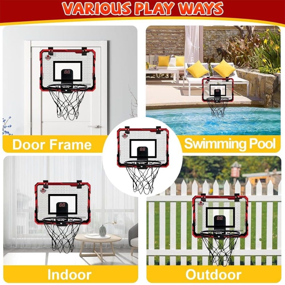 Kids’ Over-Door Basketball Hoop with Electronic LED Scoreboard - image 3