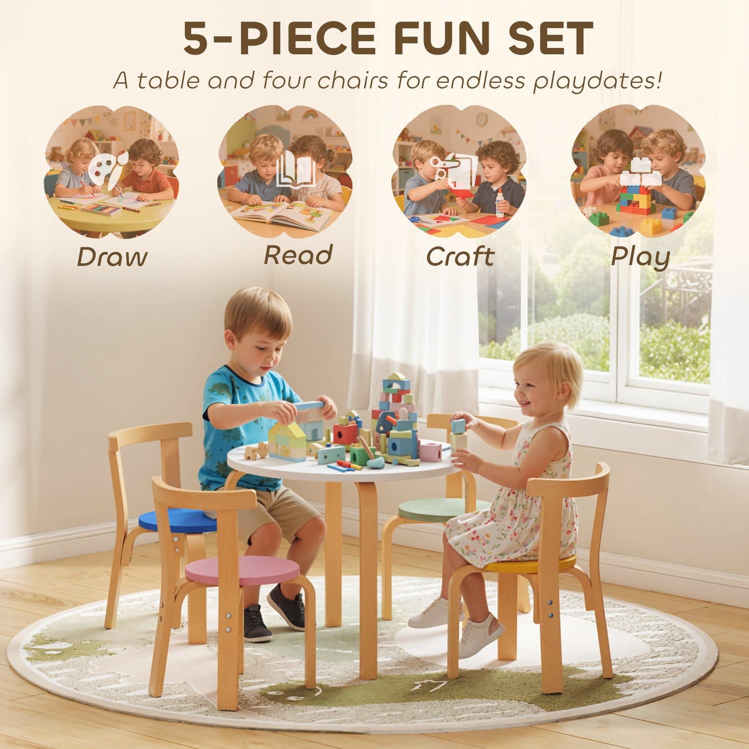 5-Piece Wooden Table Set - image 5