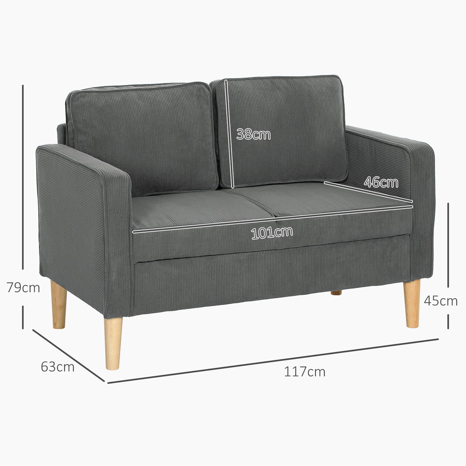 Grey Corduroy Storage Sofa - image 1