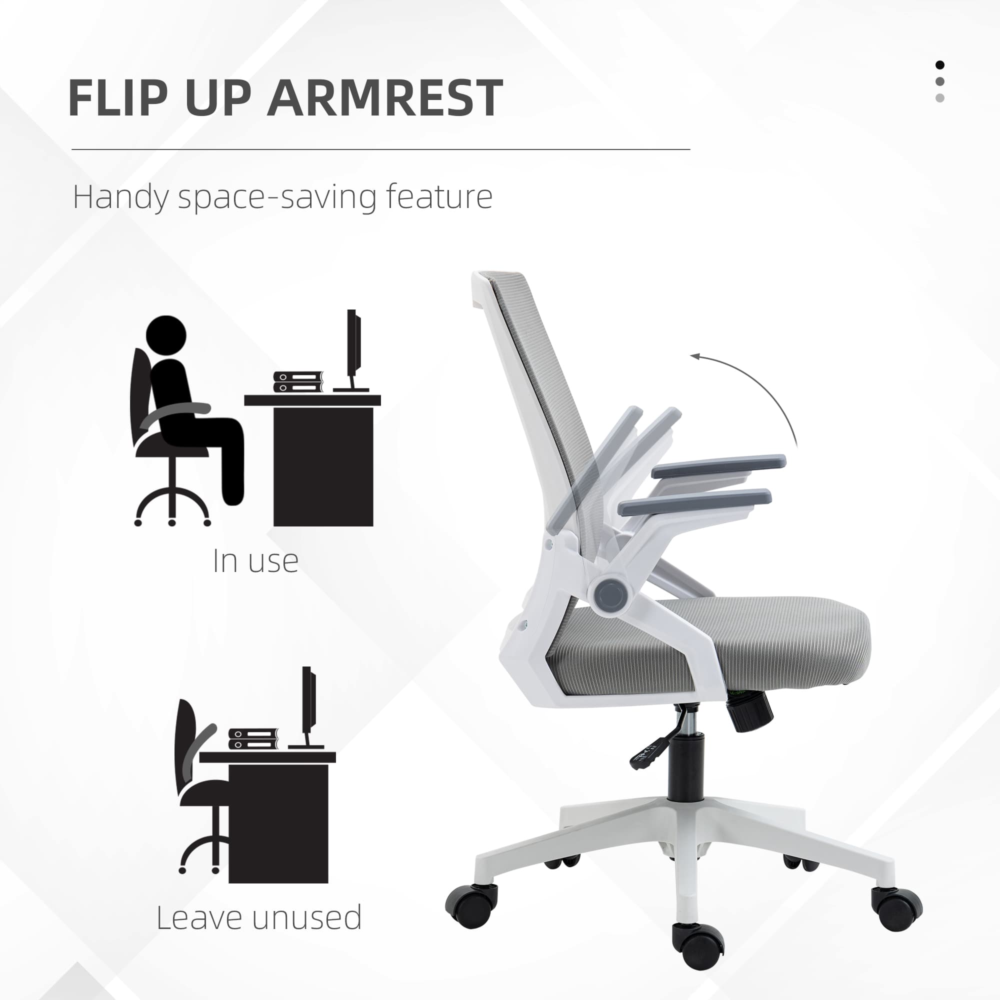 A Breathable Desk Chair with Lumbar Support and Fold-Away Arms - image 2