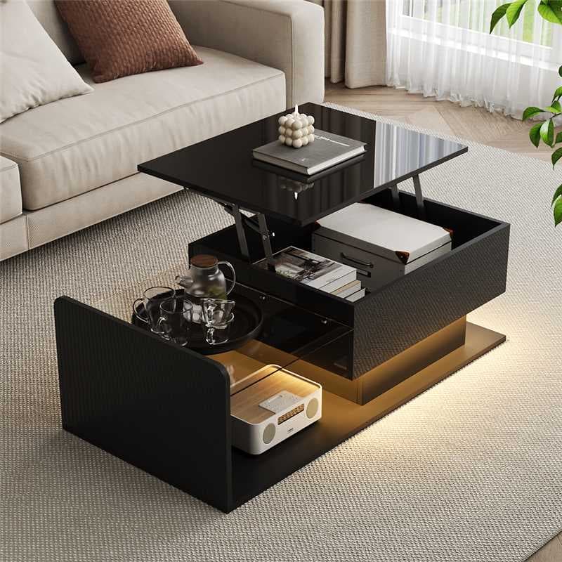 High-Gloss LED Lift-Top Coffee Table - image 5