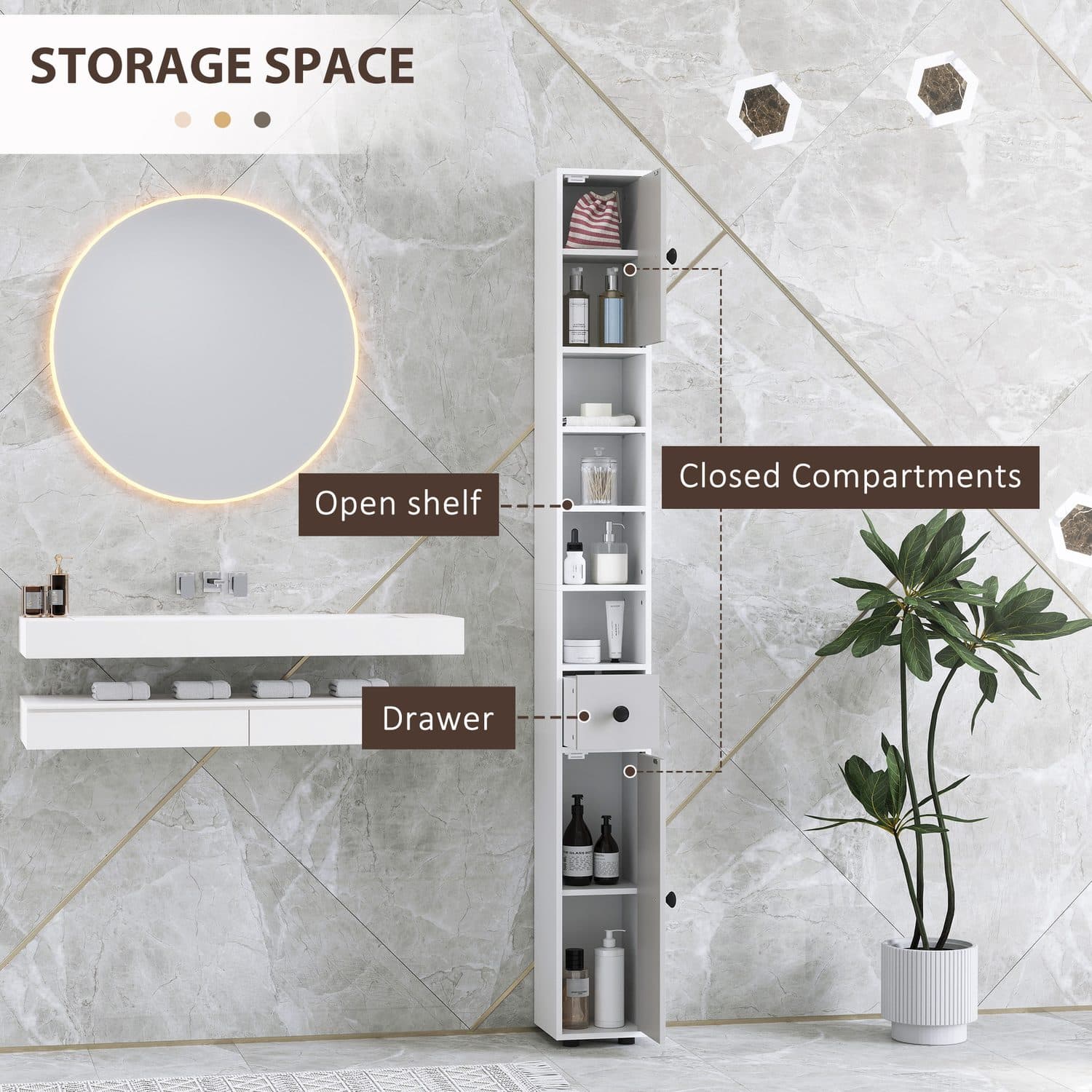 Kleankin Slim Light Grey Cabinet - image 4
