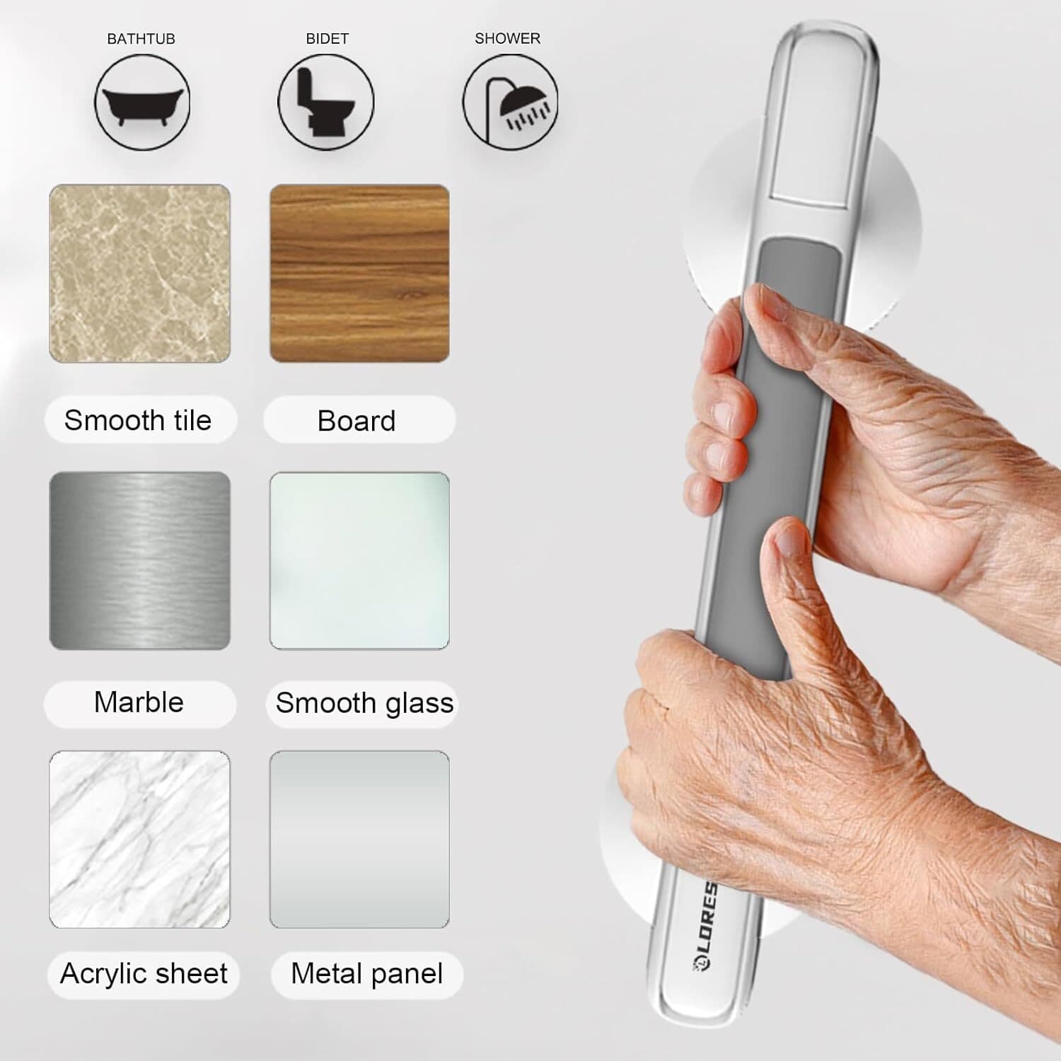 No-Drill Suction Grab Rail for Bathroom Support - image 3