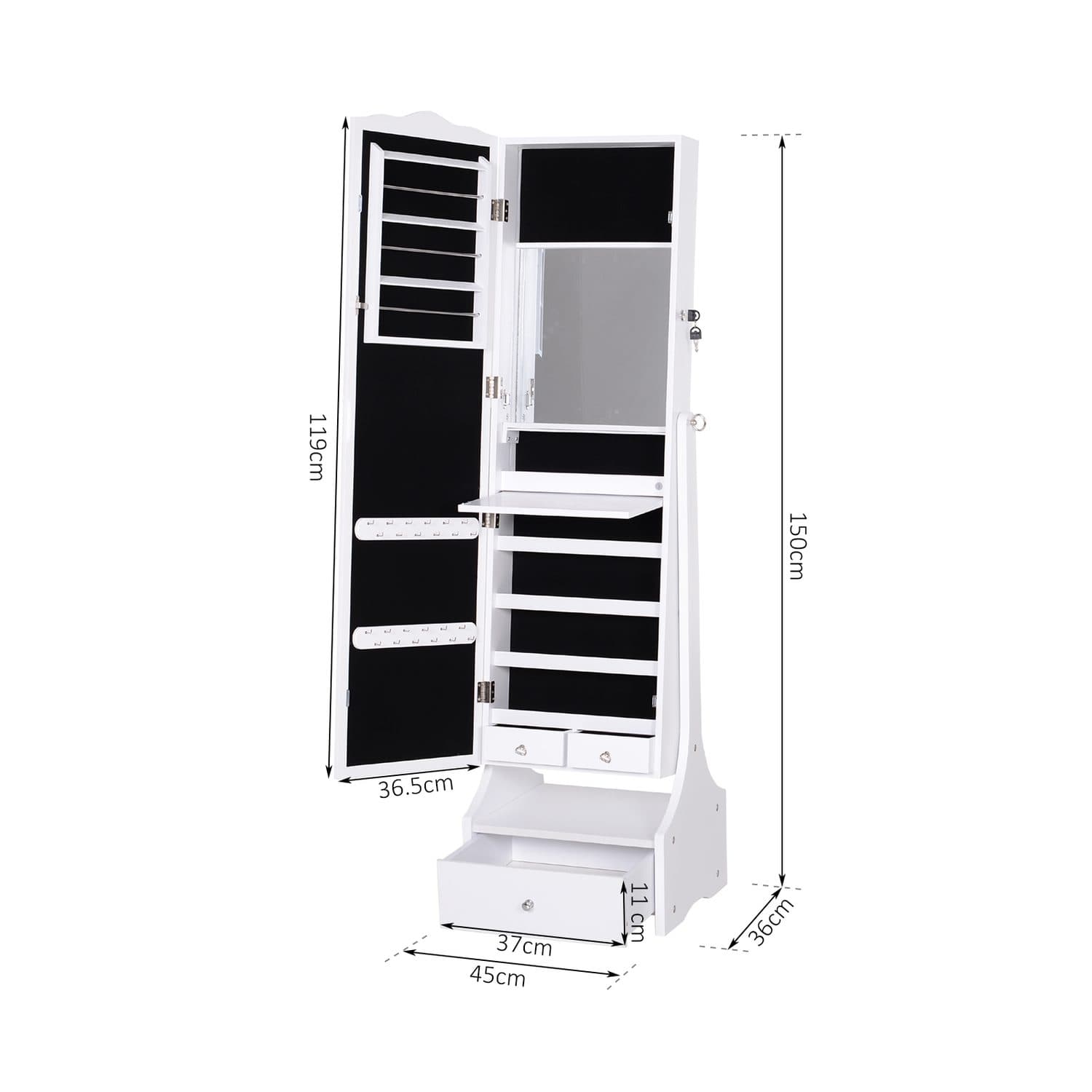 White LED Jewellery Cabinet - image 2