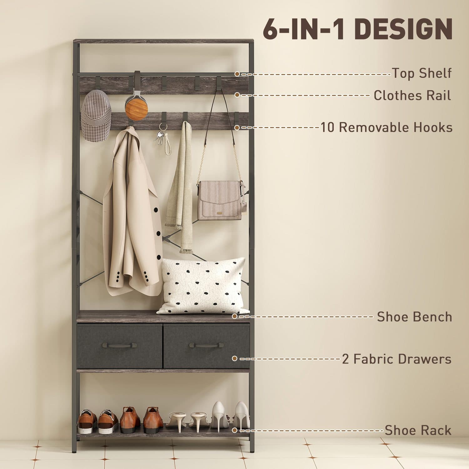 6-in-1 Industrial Hall Tree - image 3