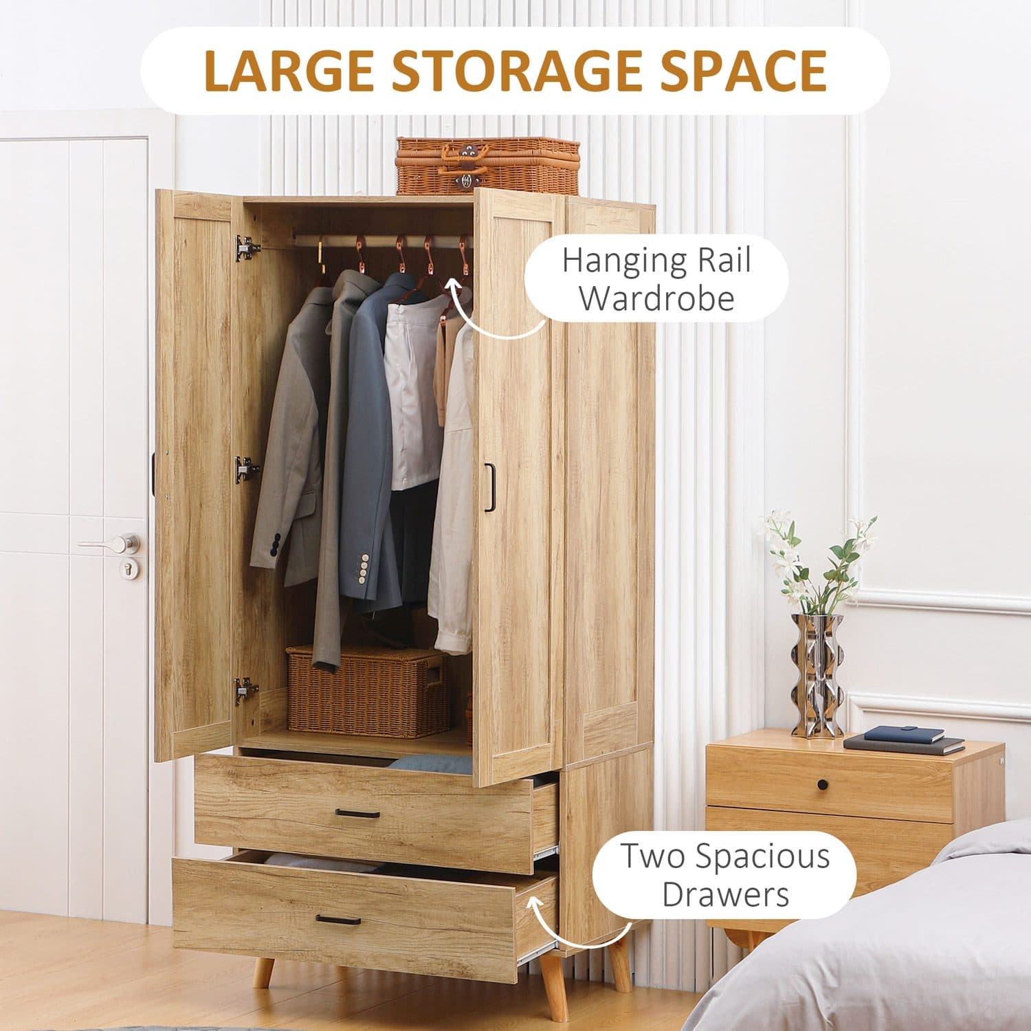Natural 2-Door Wardrobe - image 5