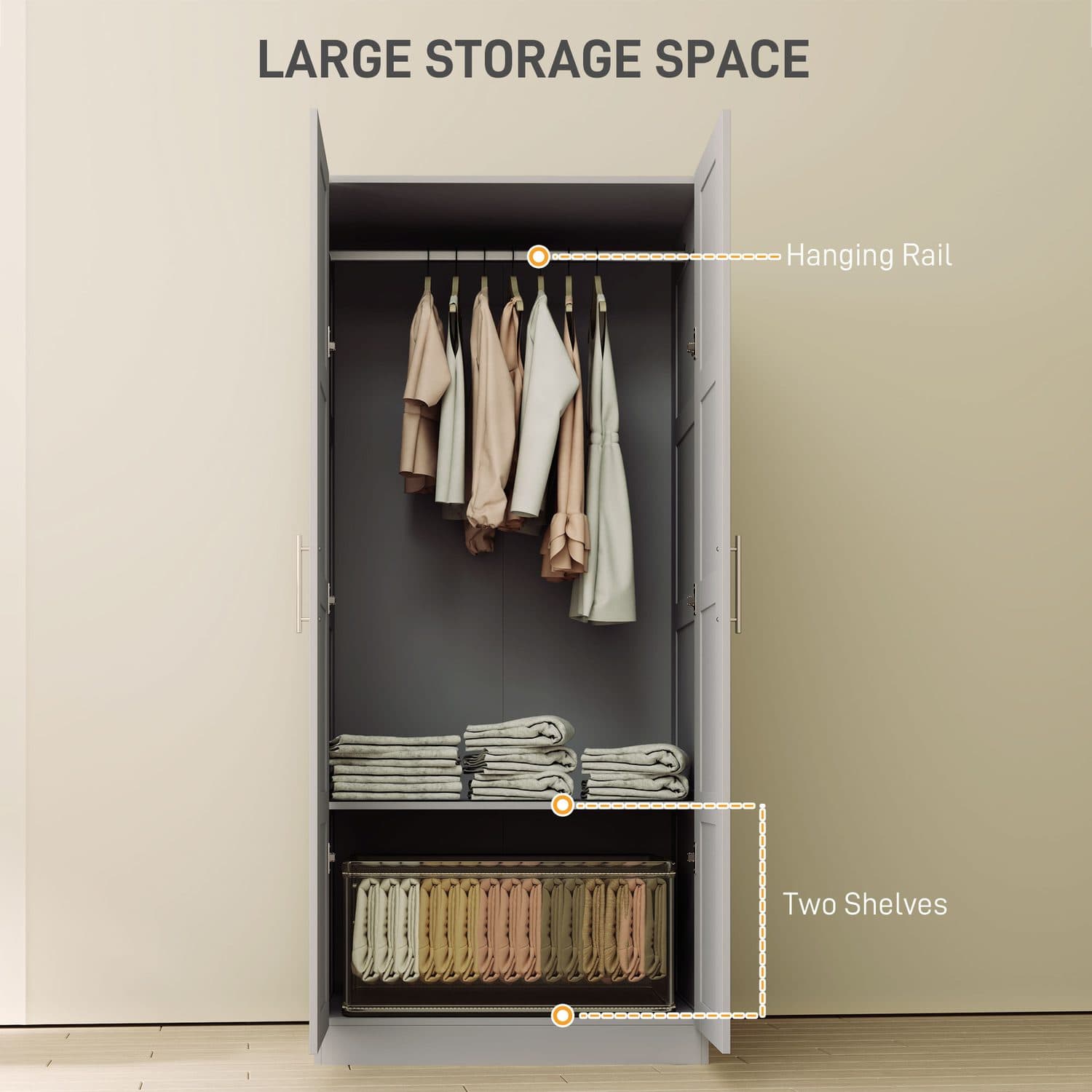 Grey Double Door Wardrobe - image 4