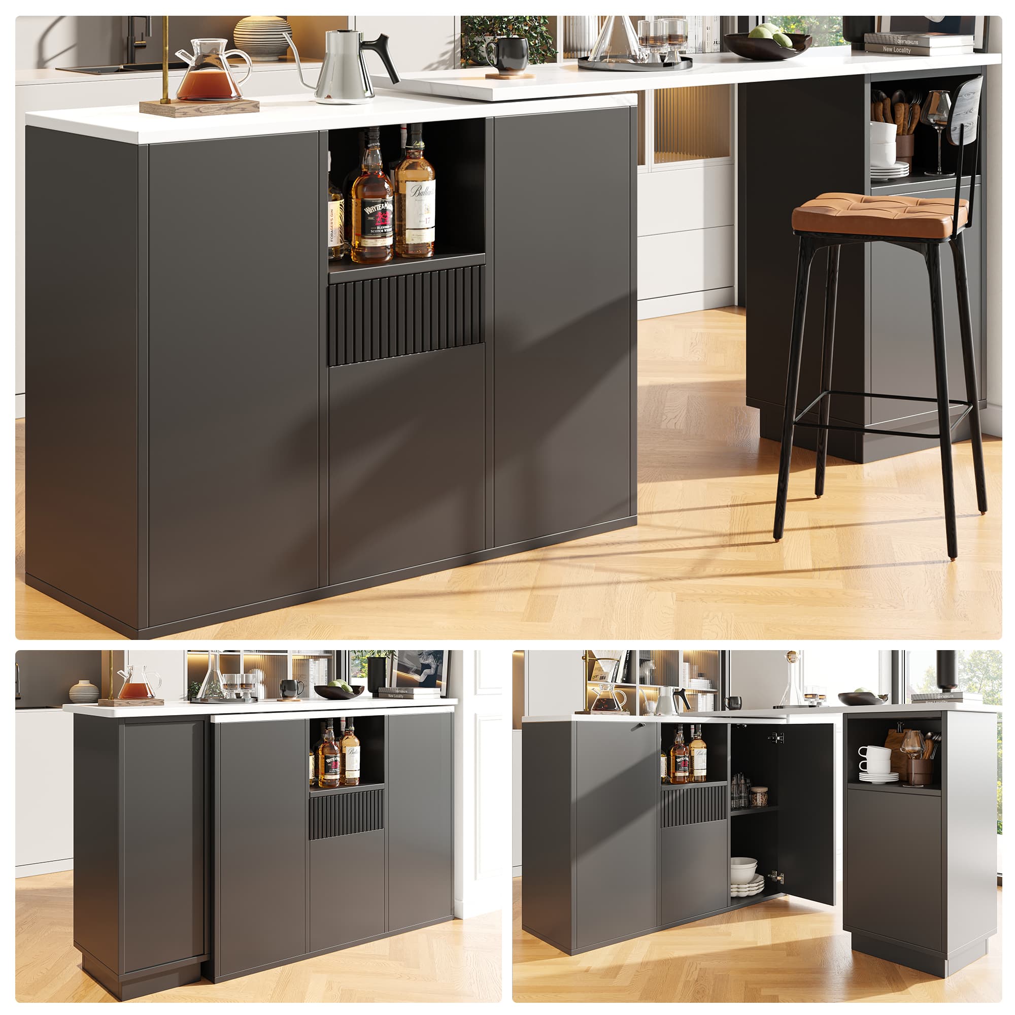 360° Swivelling Bar Table with Storage