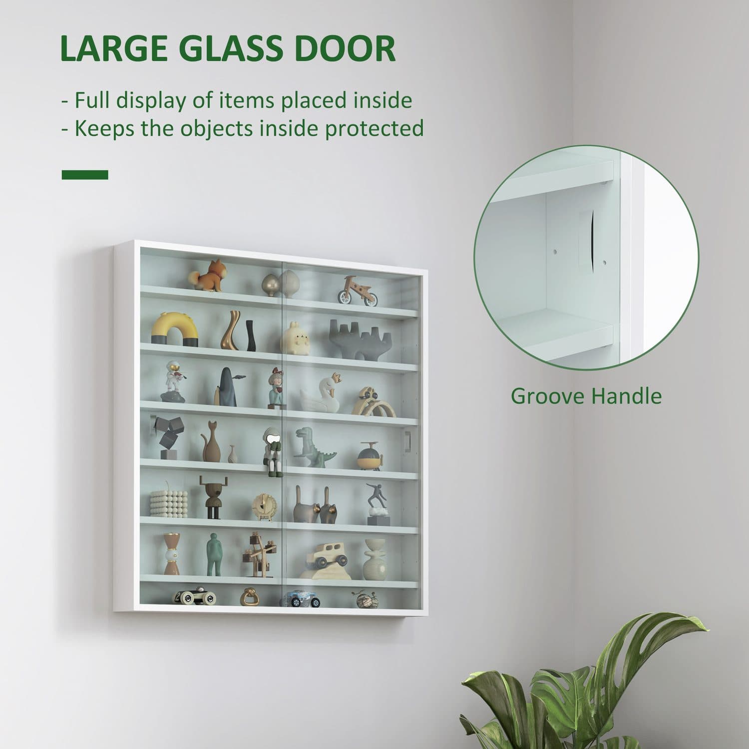 White Wall Mounted Display Cabinet with Sliding Glass Doors - image 1