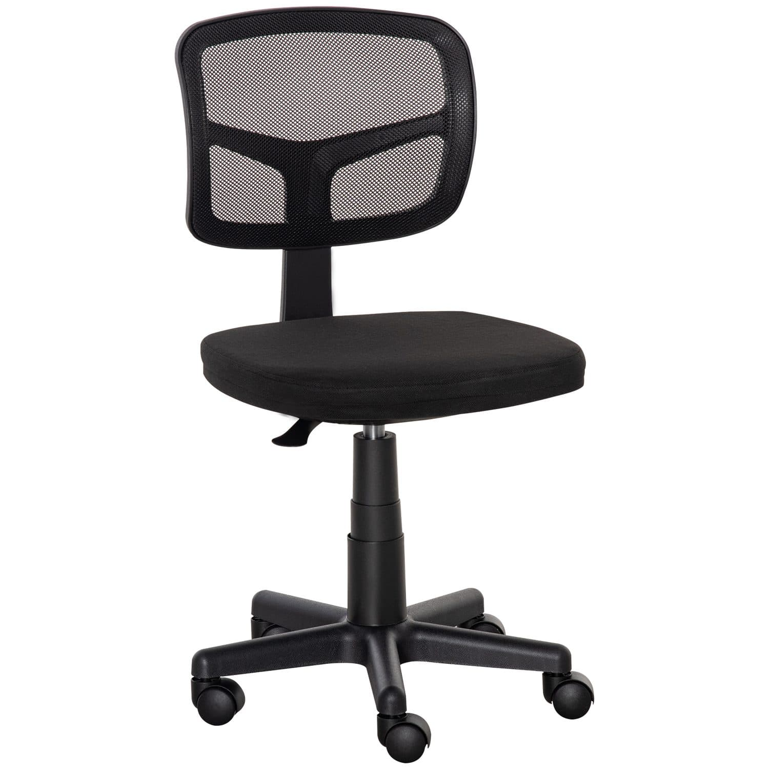 Compact Armless Mesh Office Chair With 360° Swivel