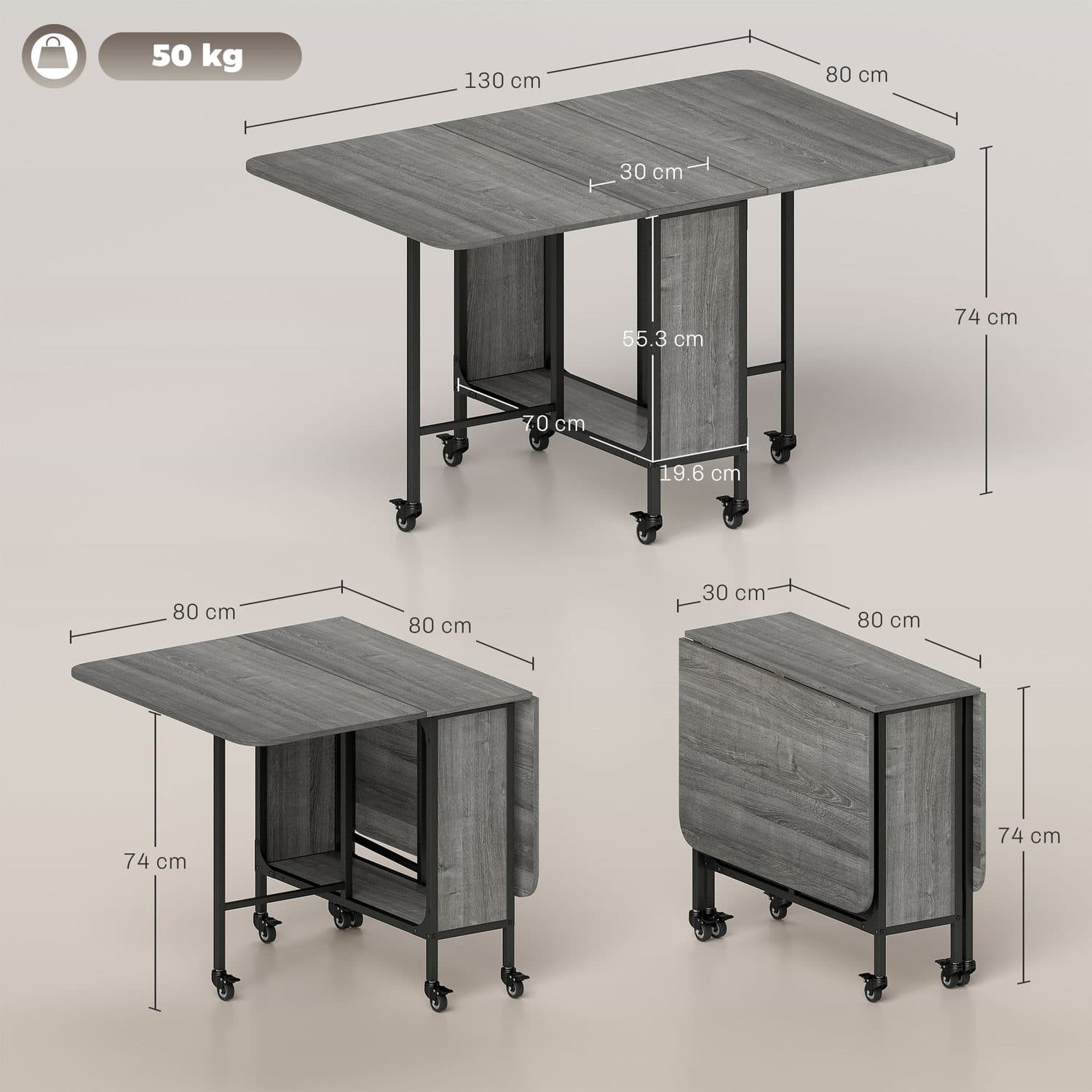 6-Seater Drop Leaf Dining Table - image 2