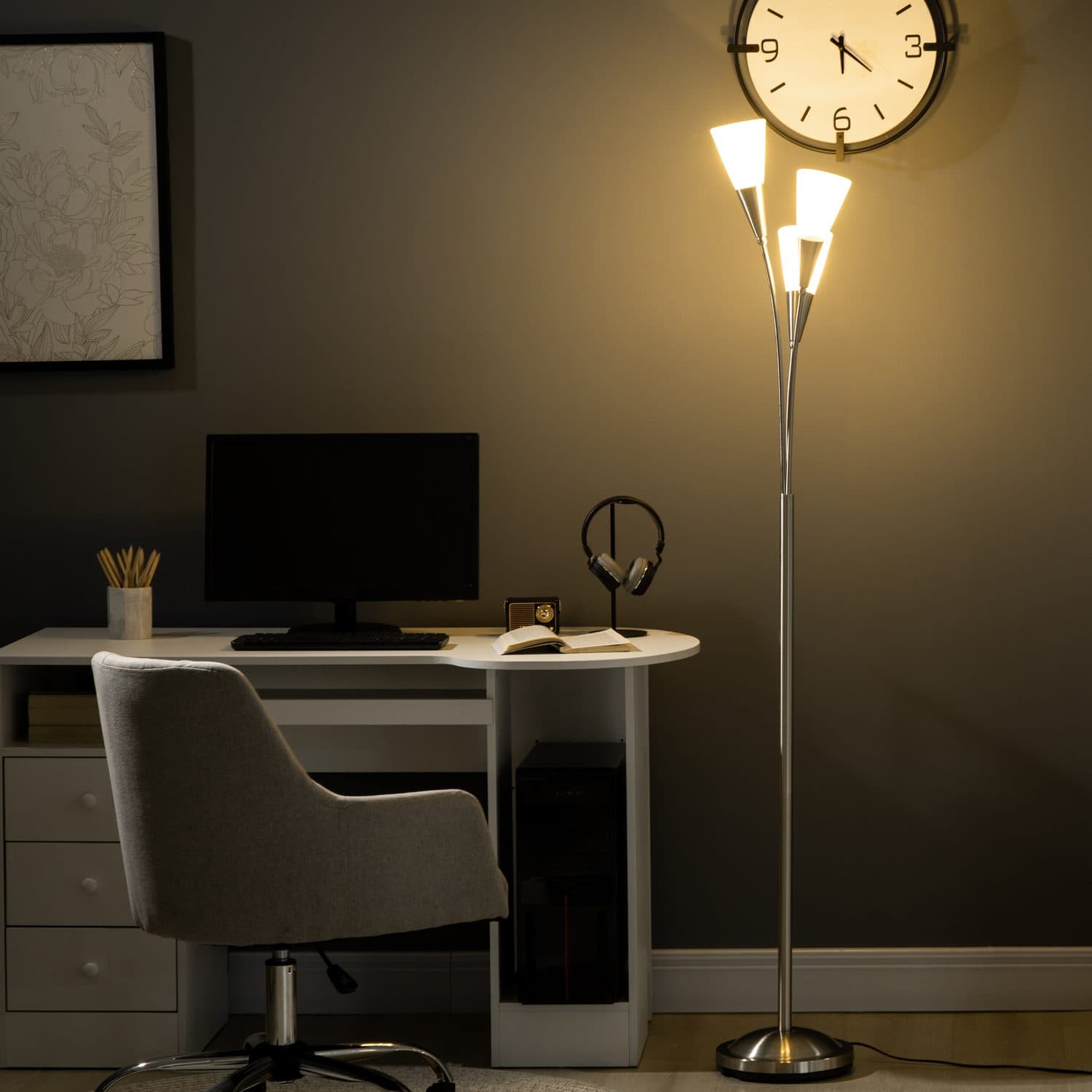 Modern 3-Light Silver Floor Lamp - image 1