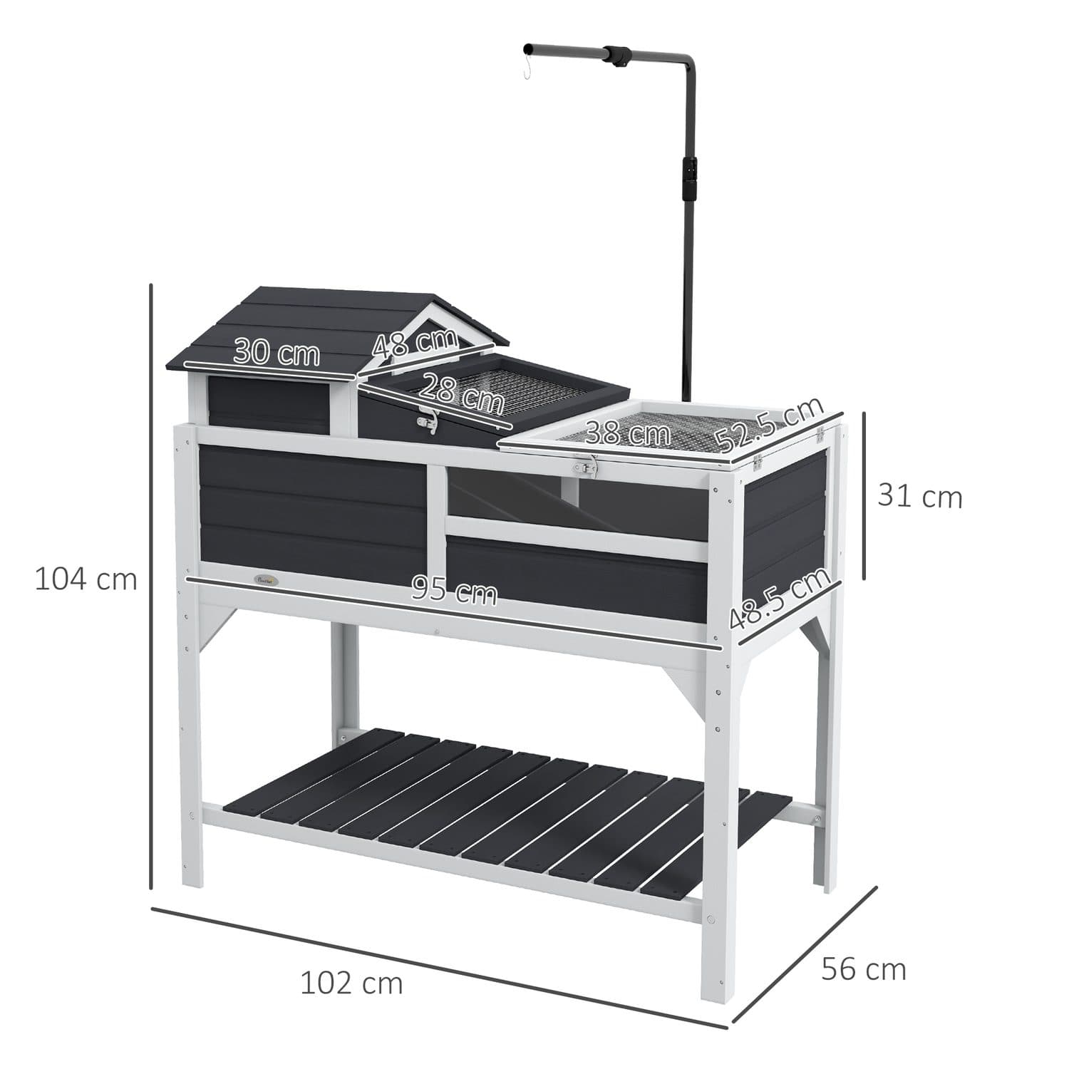 Raised Wooden Tortoise Habitat with Lamp Holder & Storage Shelf - image 4