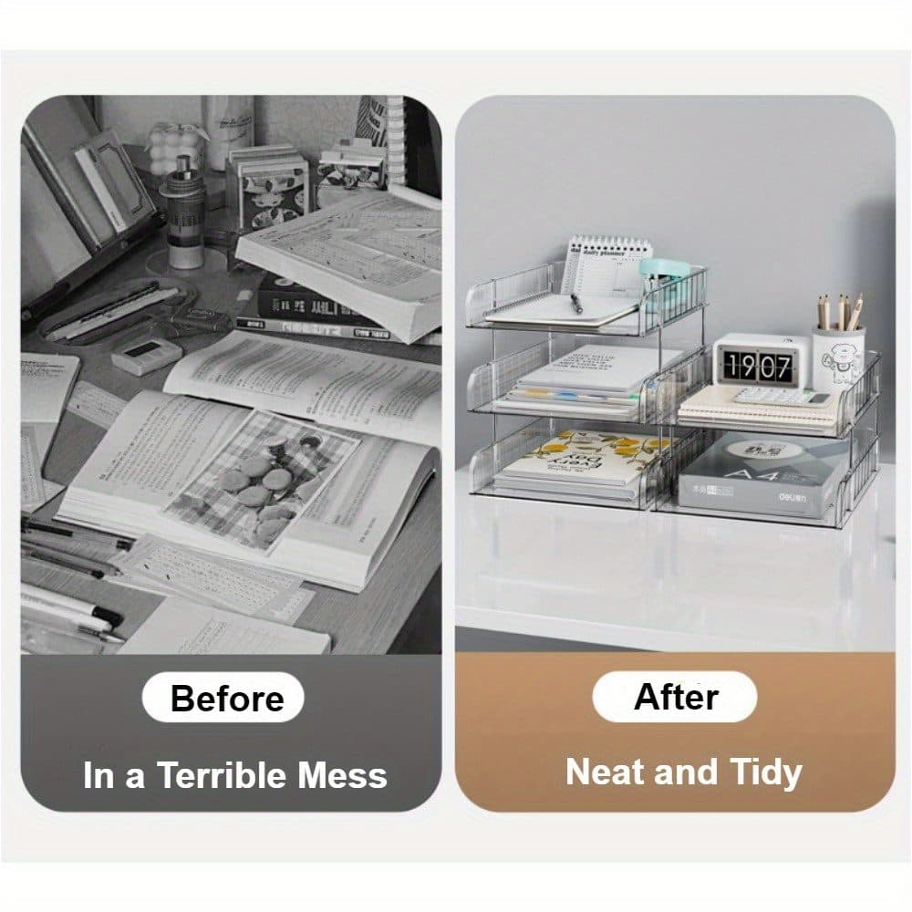 3-Tier Stackable Acrylic Desktop Organiser for A4 & Stationery - image 5