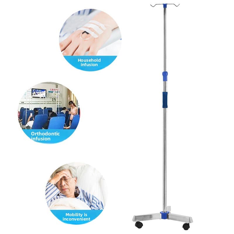 Adjustable IV Drip Stand with Multi-Hook Wheeled Base - image 3