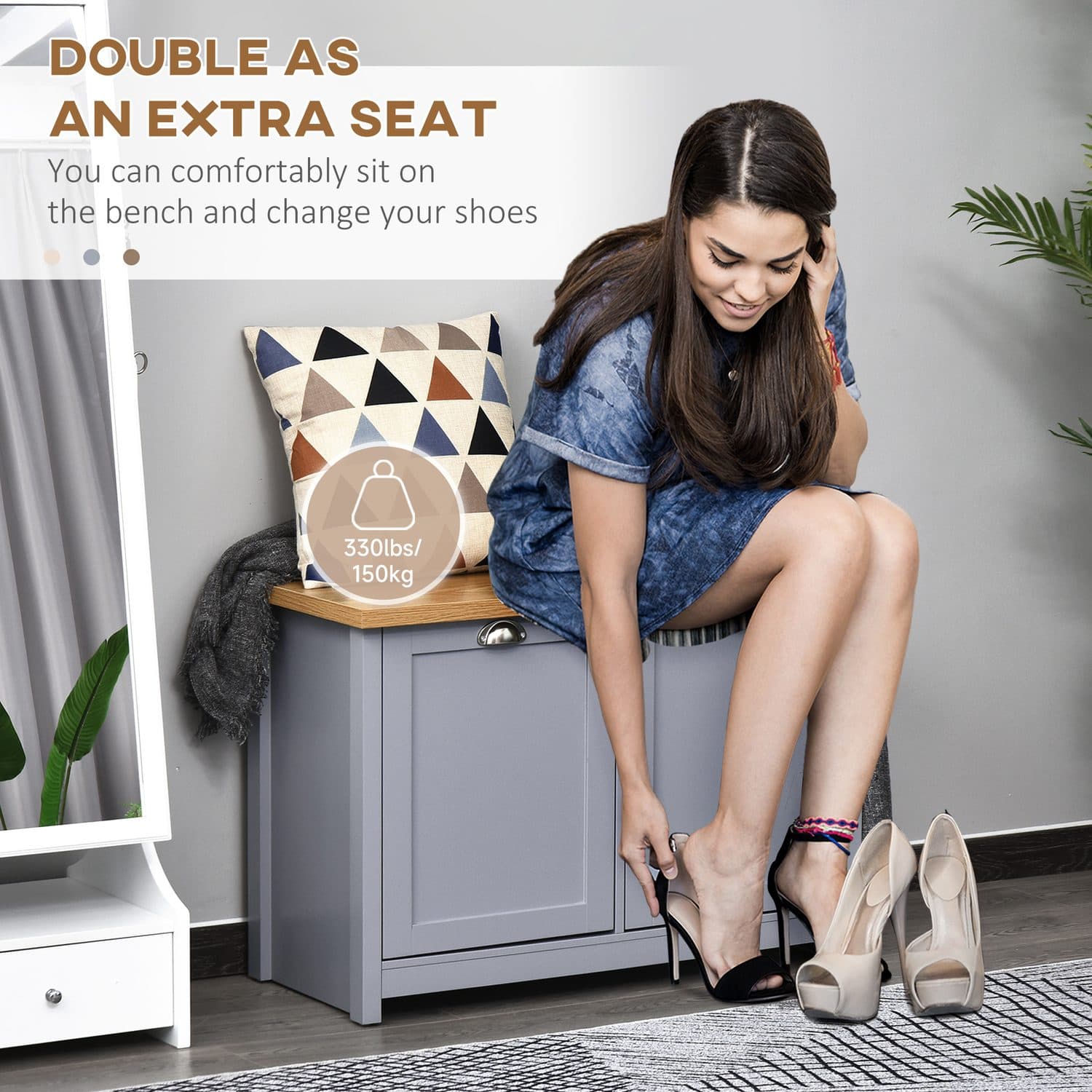 Modern Grey Shoe Bench - image 4
