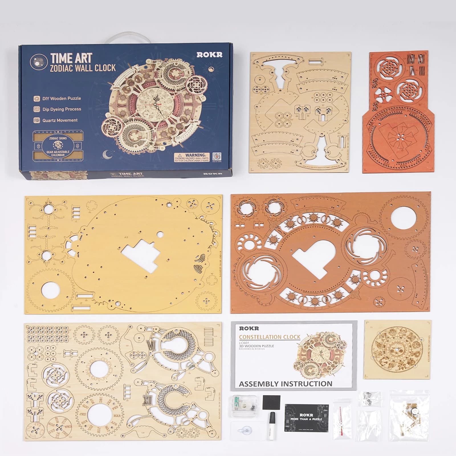 3D Wooden Puzzle: Zodiac Wall Clock Construction Kit - image 10
