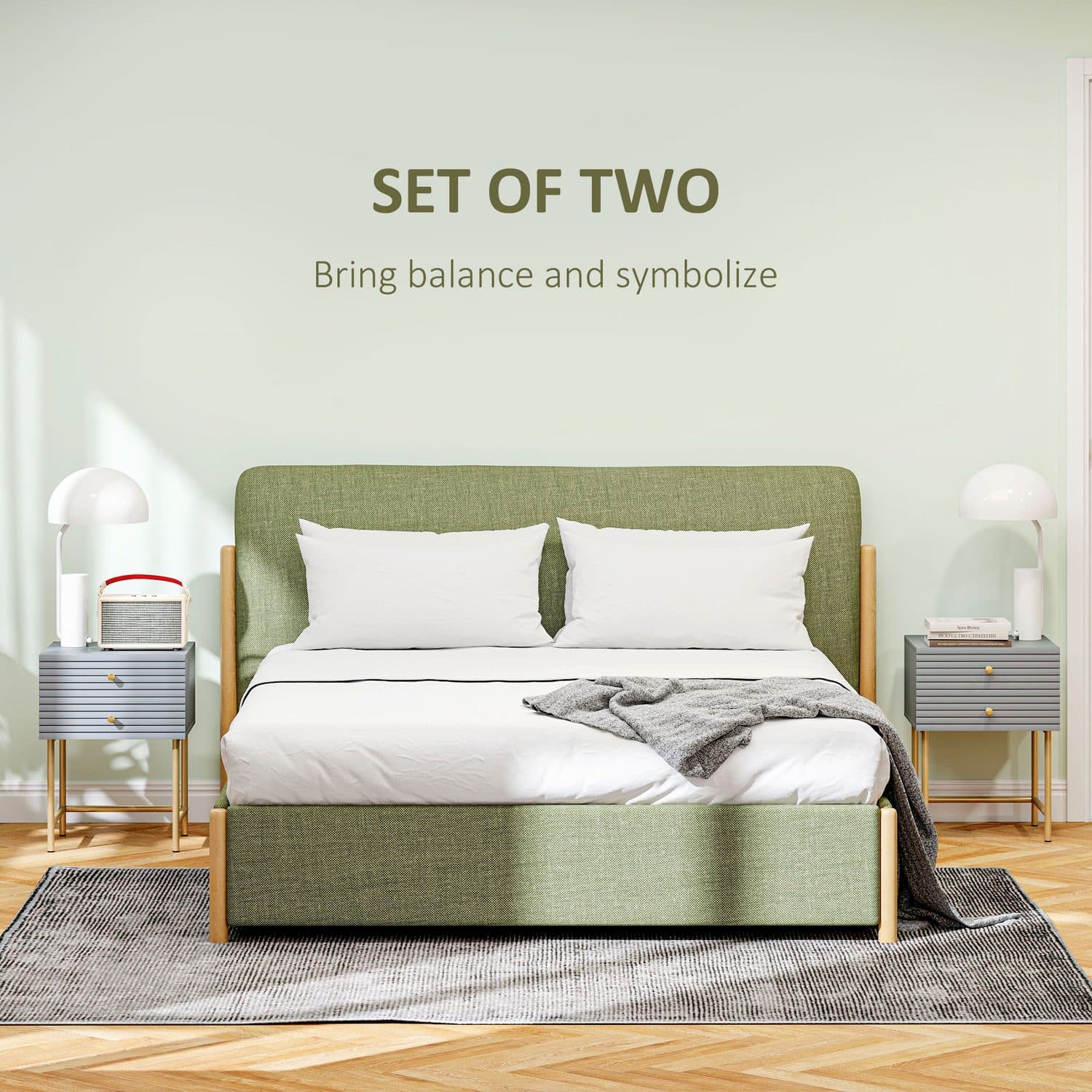 Grey & Gold Bedside Tables - image 2
