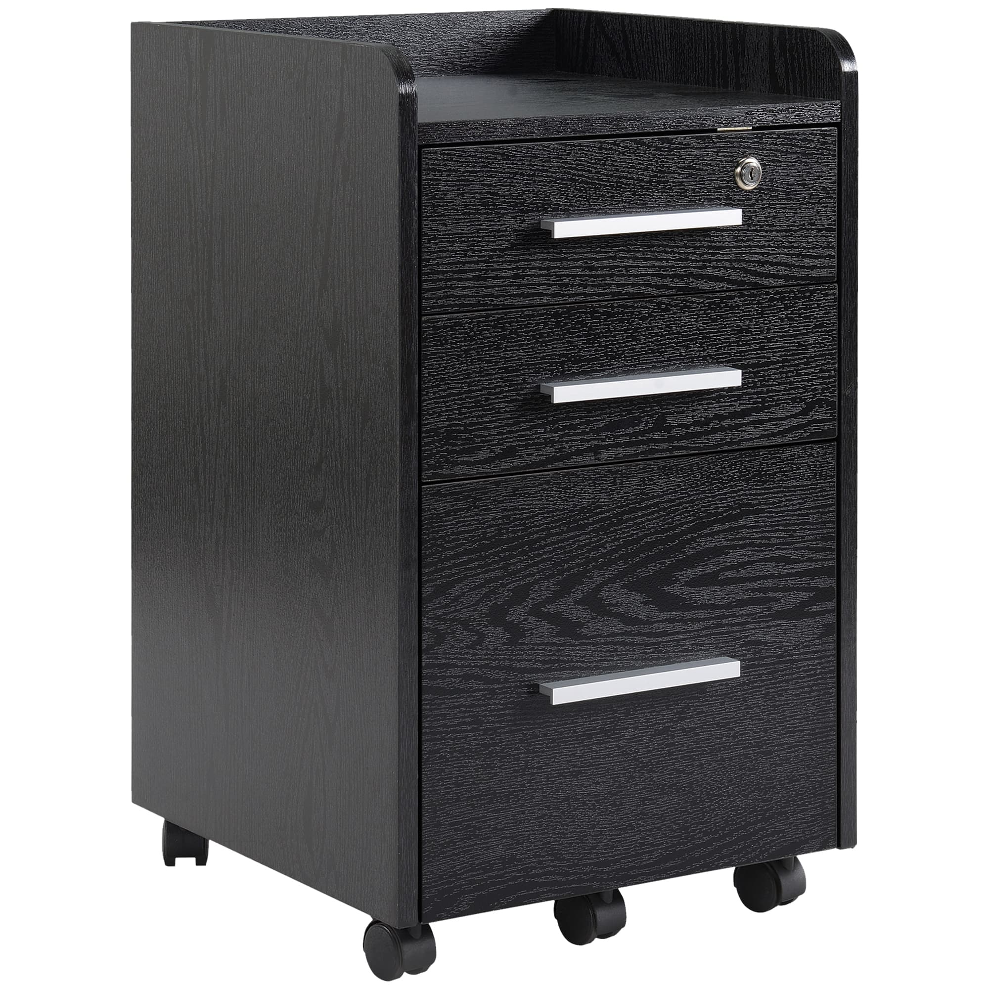 Secure Your Workspace with this Black 3-Drawer Filing Cabinet