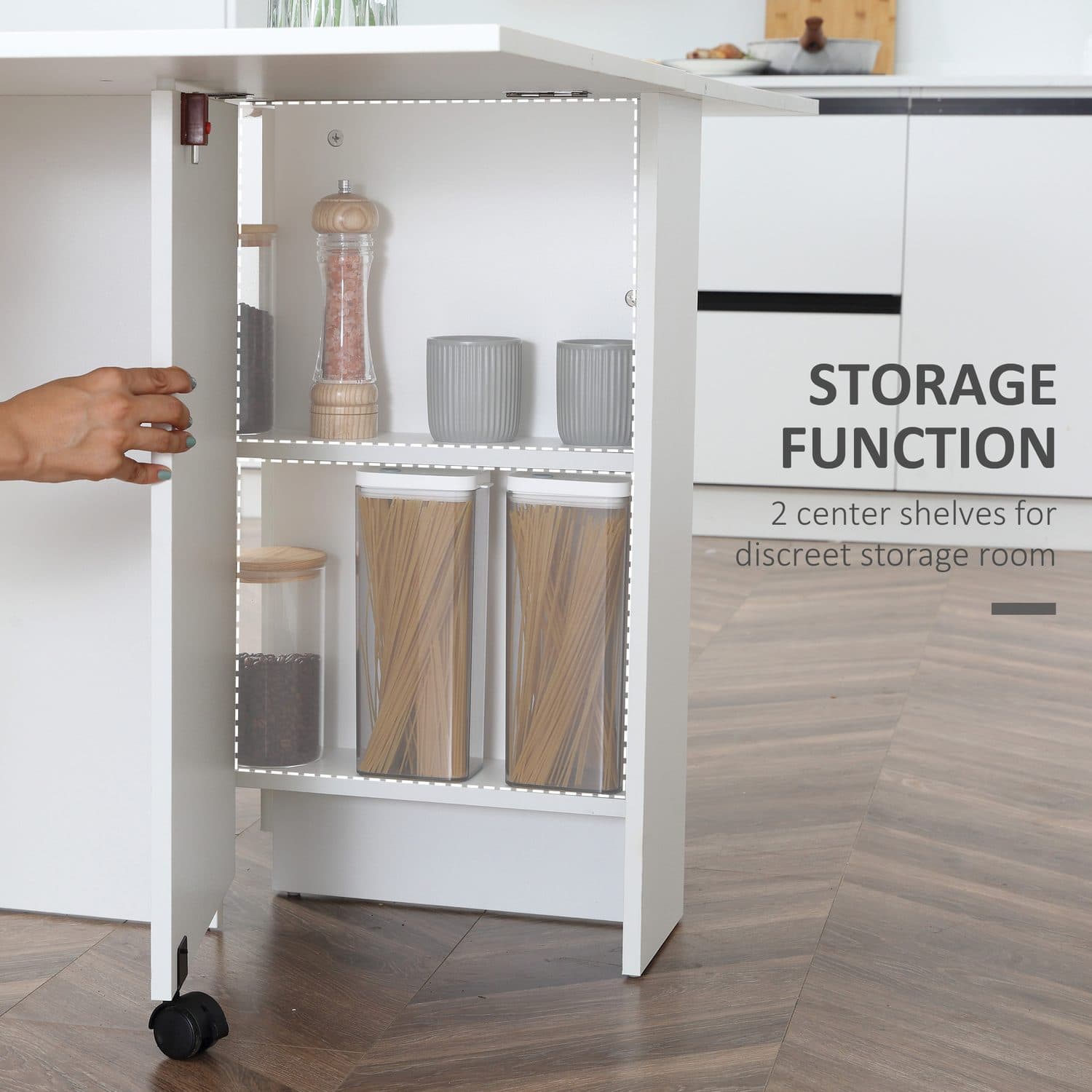 Space-Saving White Drop Leaf Dining Table with Storage - image 1
