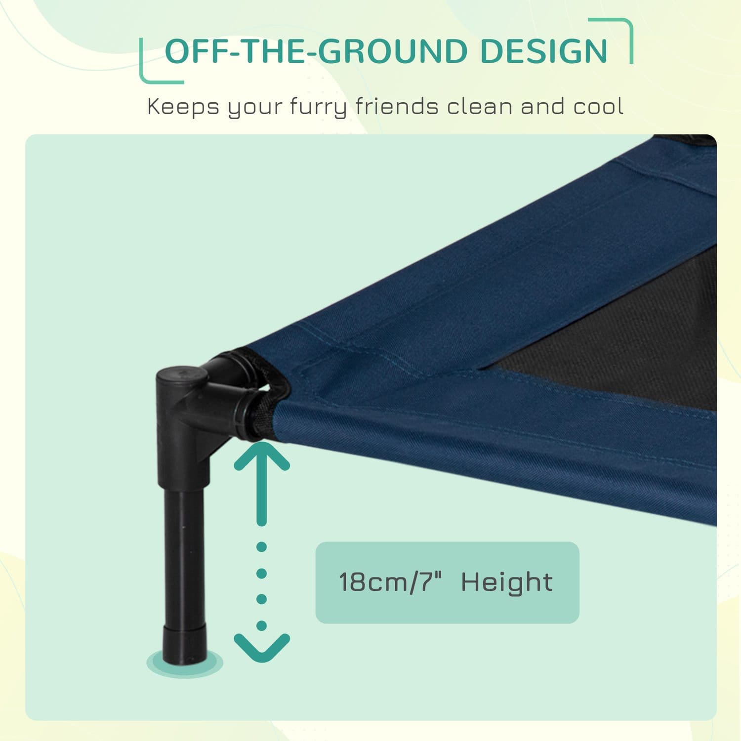 Portable Elevated Dog Bed With Breathable Mesh, Blue - image 3