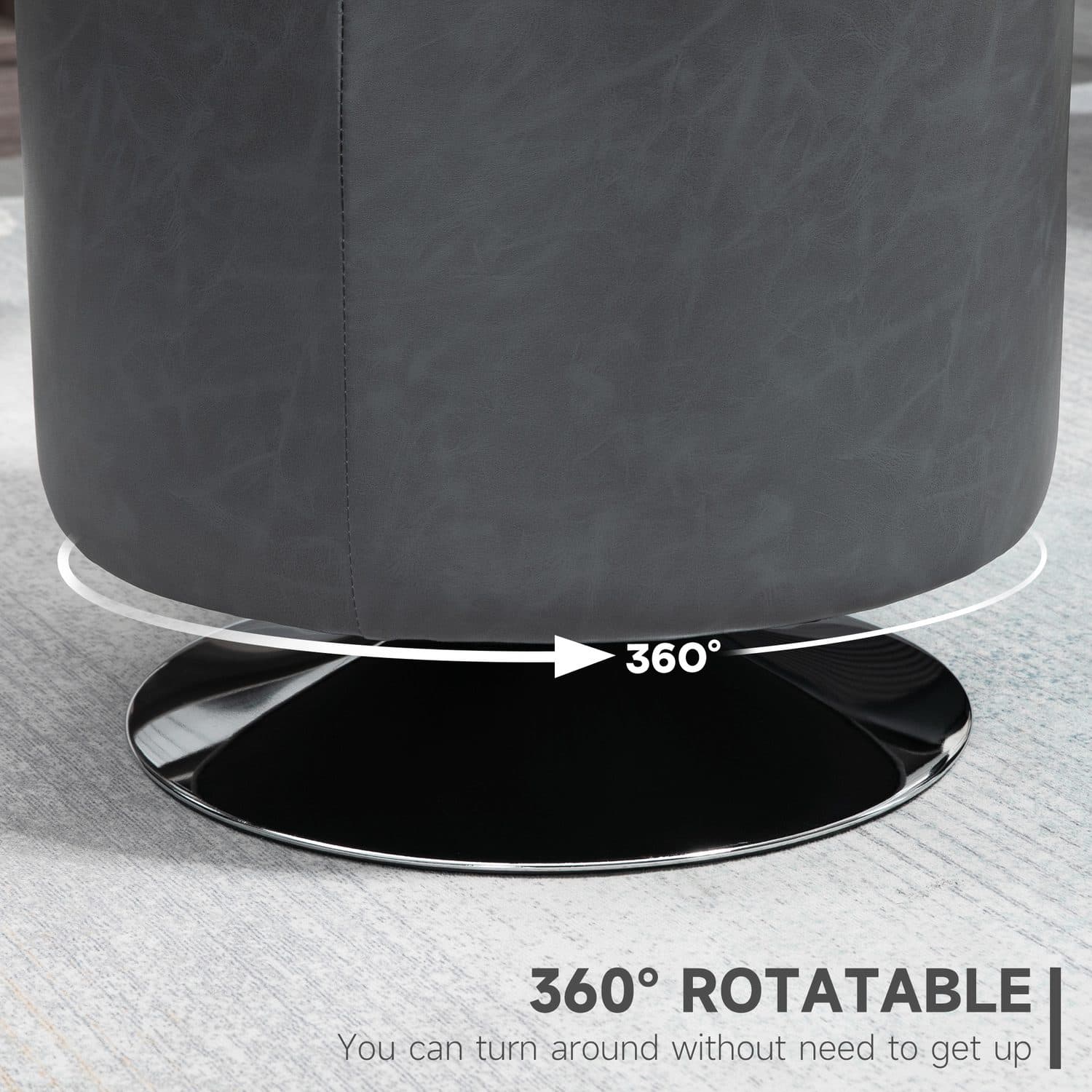 Grey PU Leather Swivel Footstool for Effortless Comfort - image 5